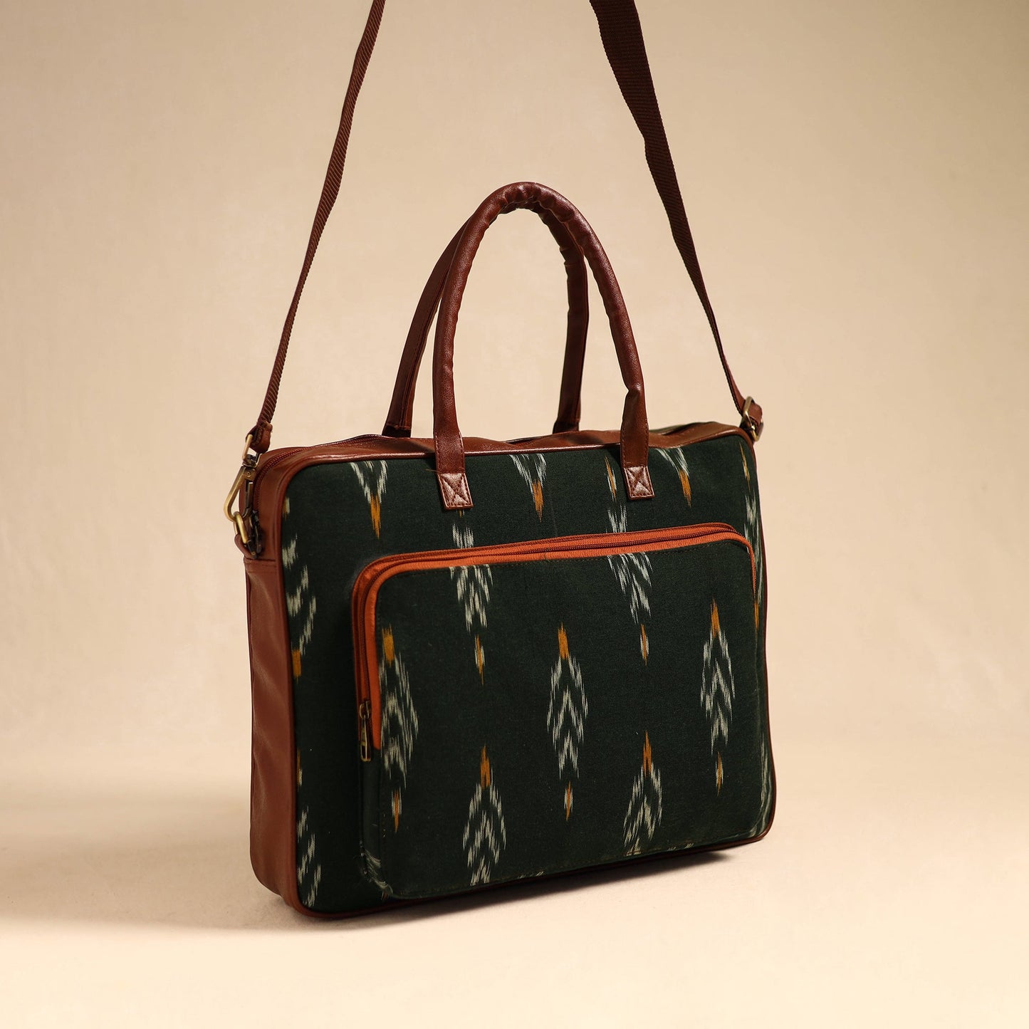 Black Handmade Pochampally Ikat Laptop Bag