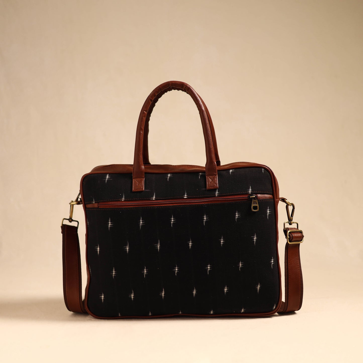 Black Handmade Pochampally Ikat Laptop Bag