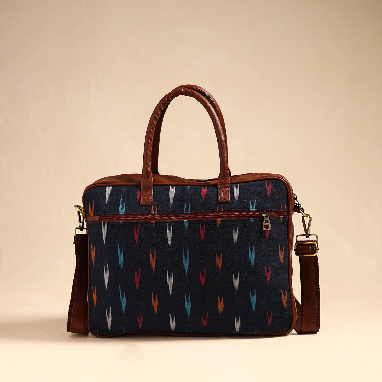 Black Handmade Pochampally Ikat Laptop Bag