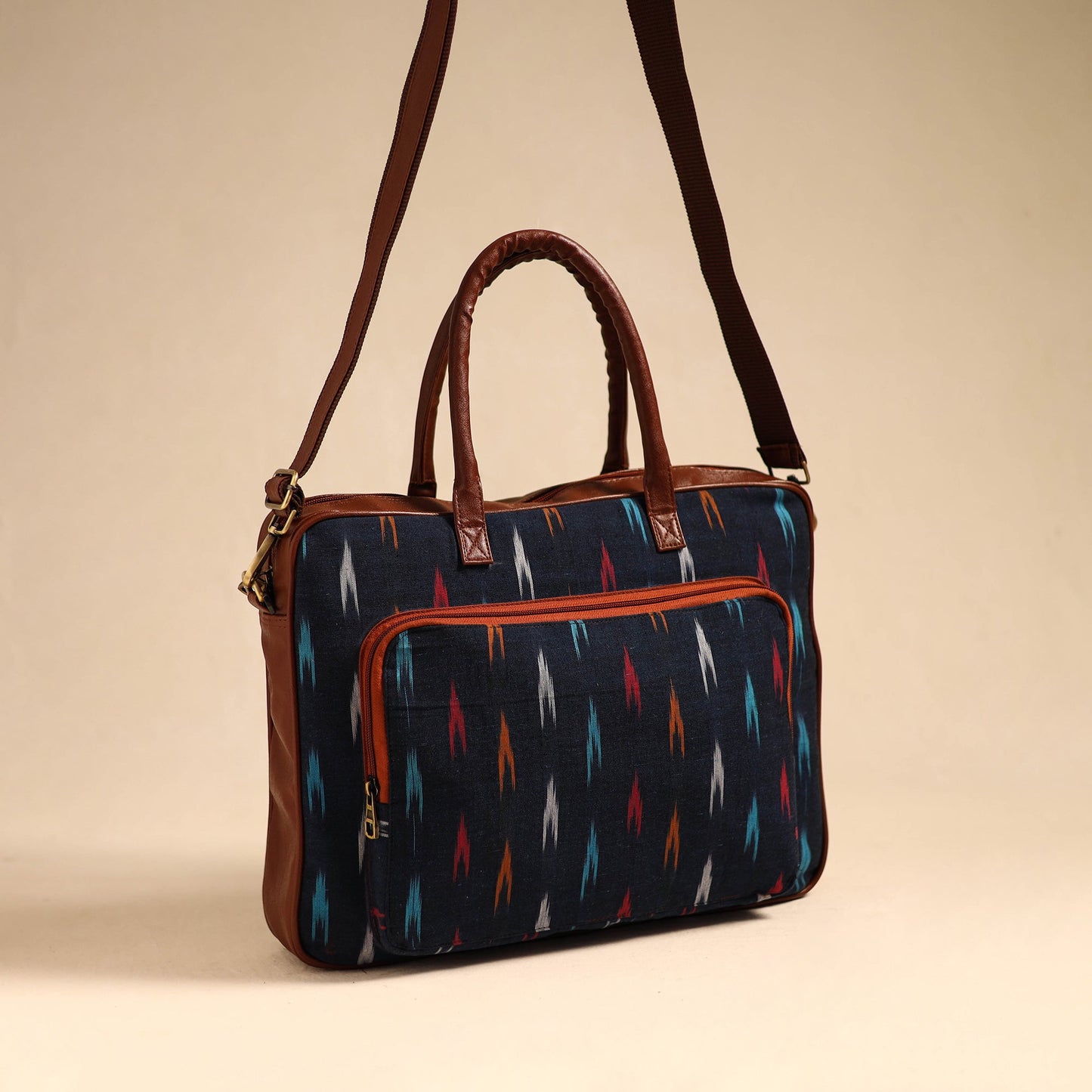 Black Handmade Pochampally Ikat Laptop Bag