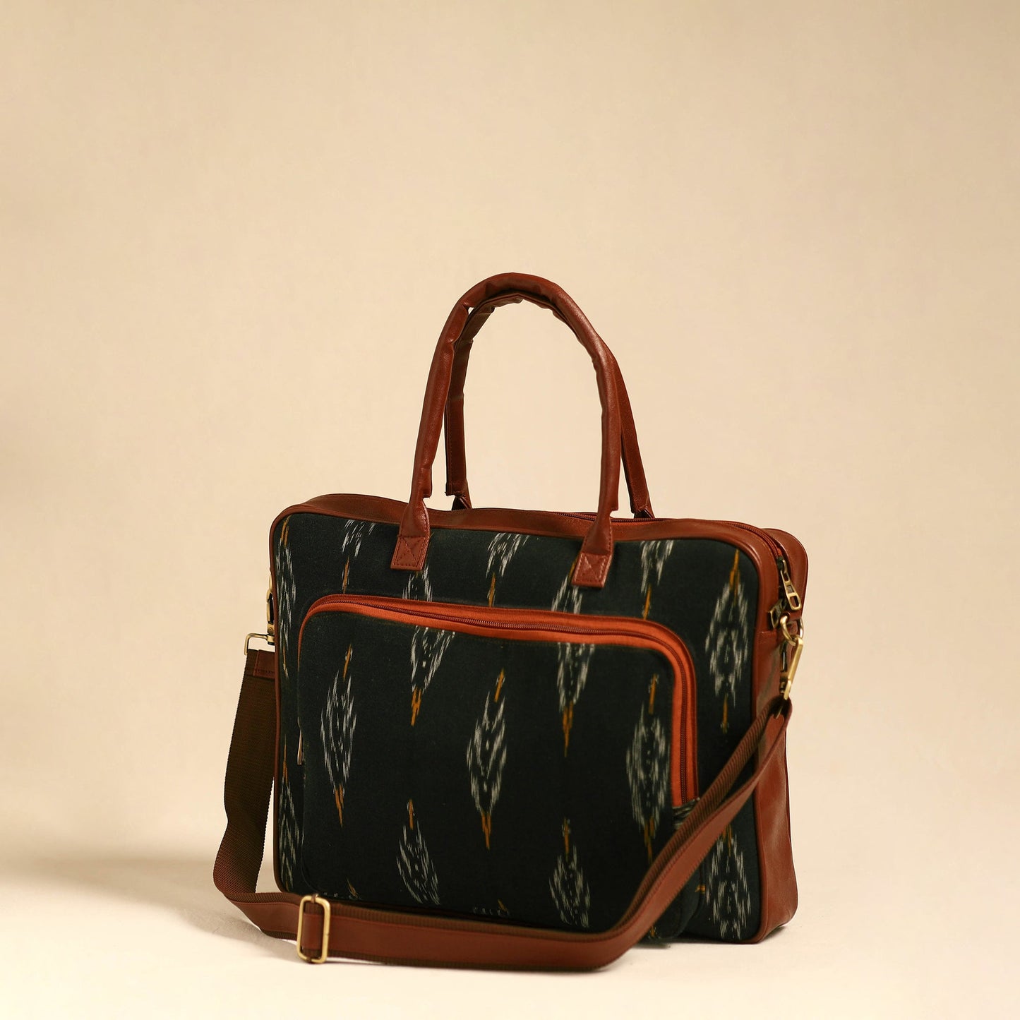 Black Handmade Pochampally Ikat Laptop Bag