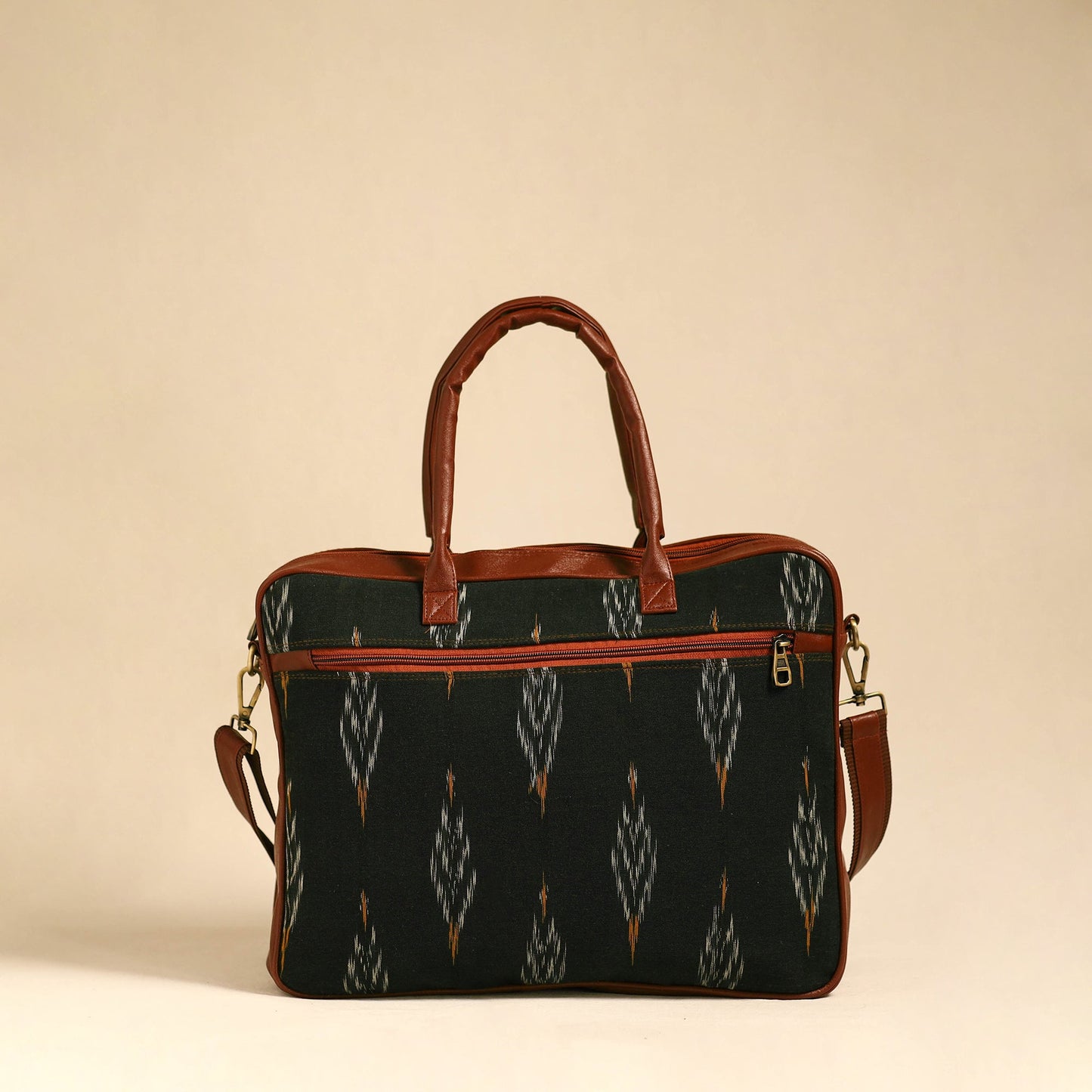 Black Handmade Pochampally Ikat Laptop Bag