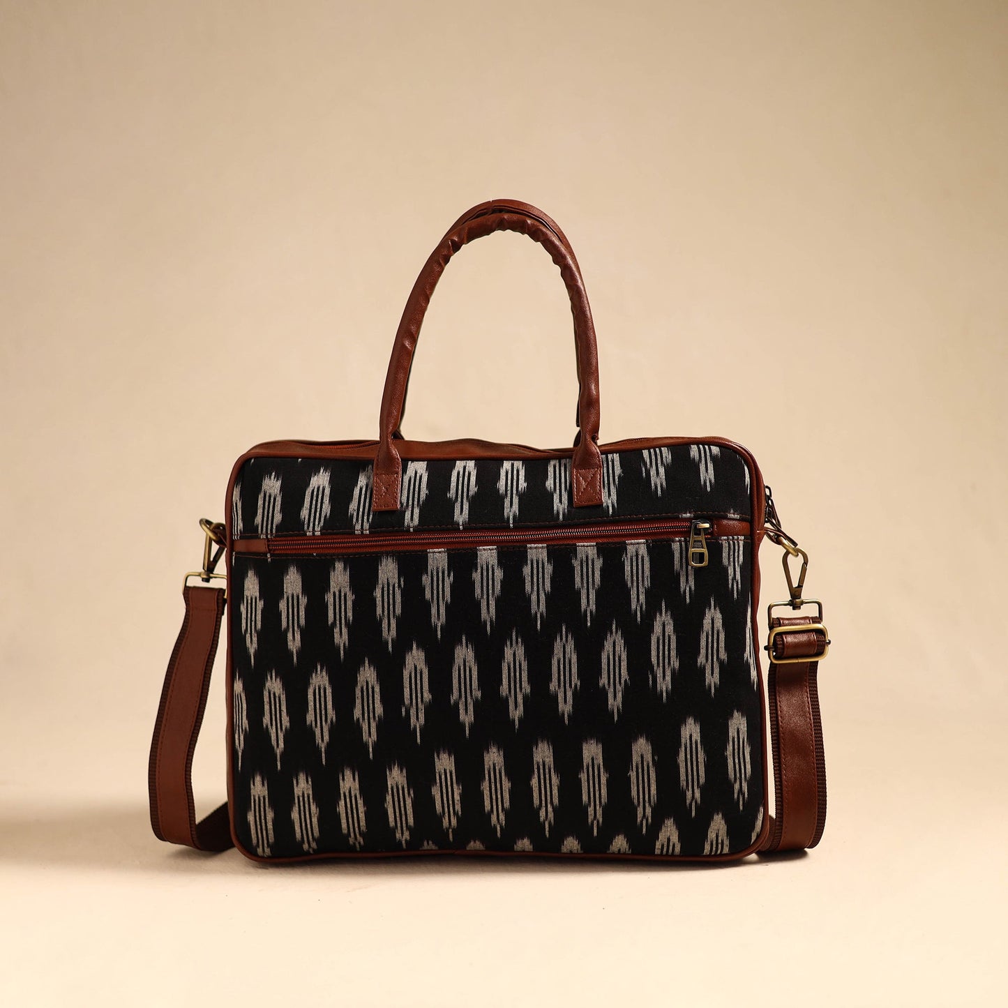 Black Handmade Pochampally Ikat Laptop Bag