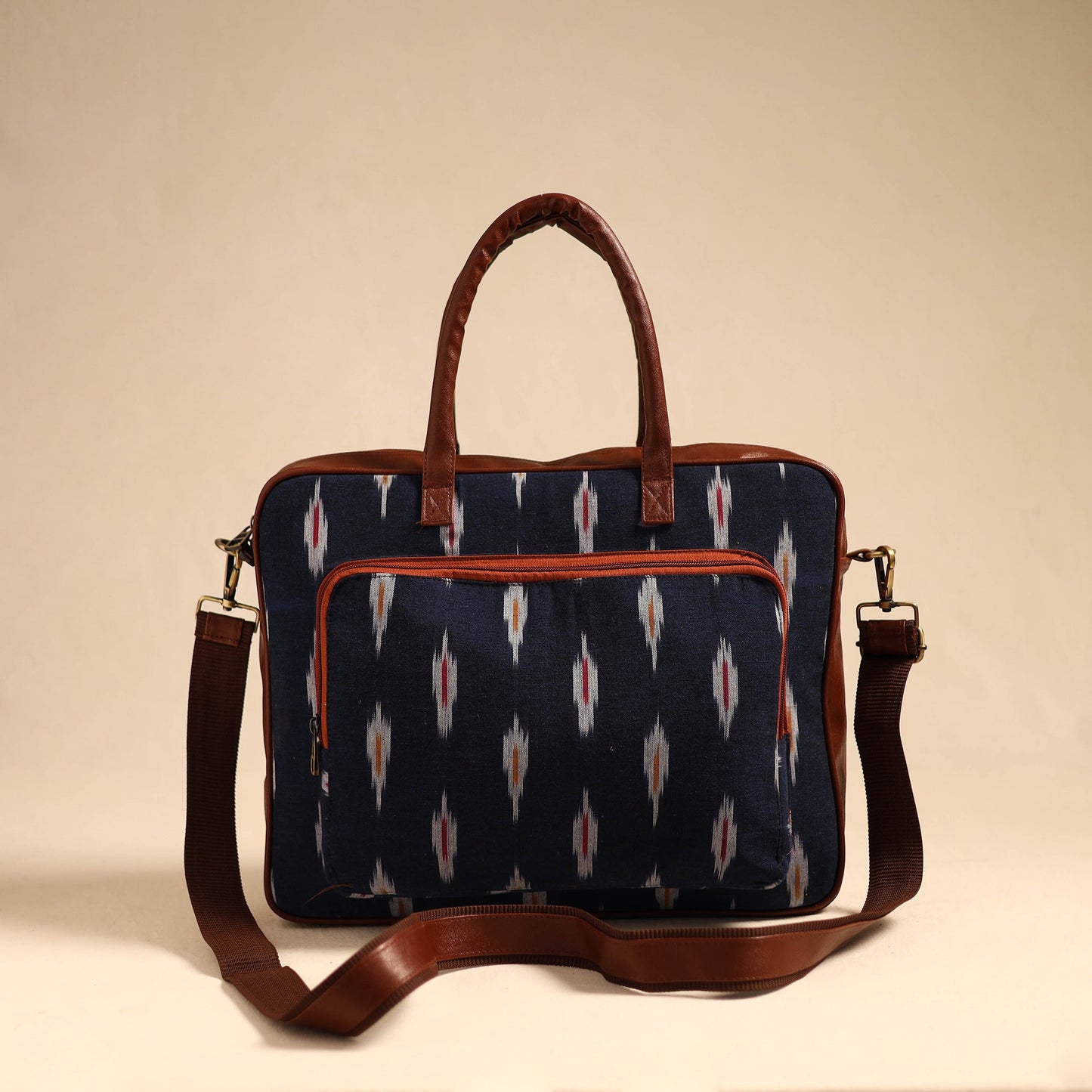 Black Handmade Pochampally Ikat Laptop Bag