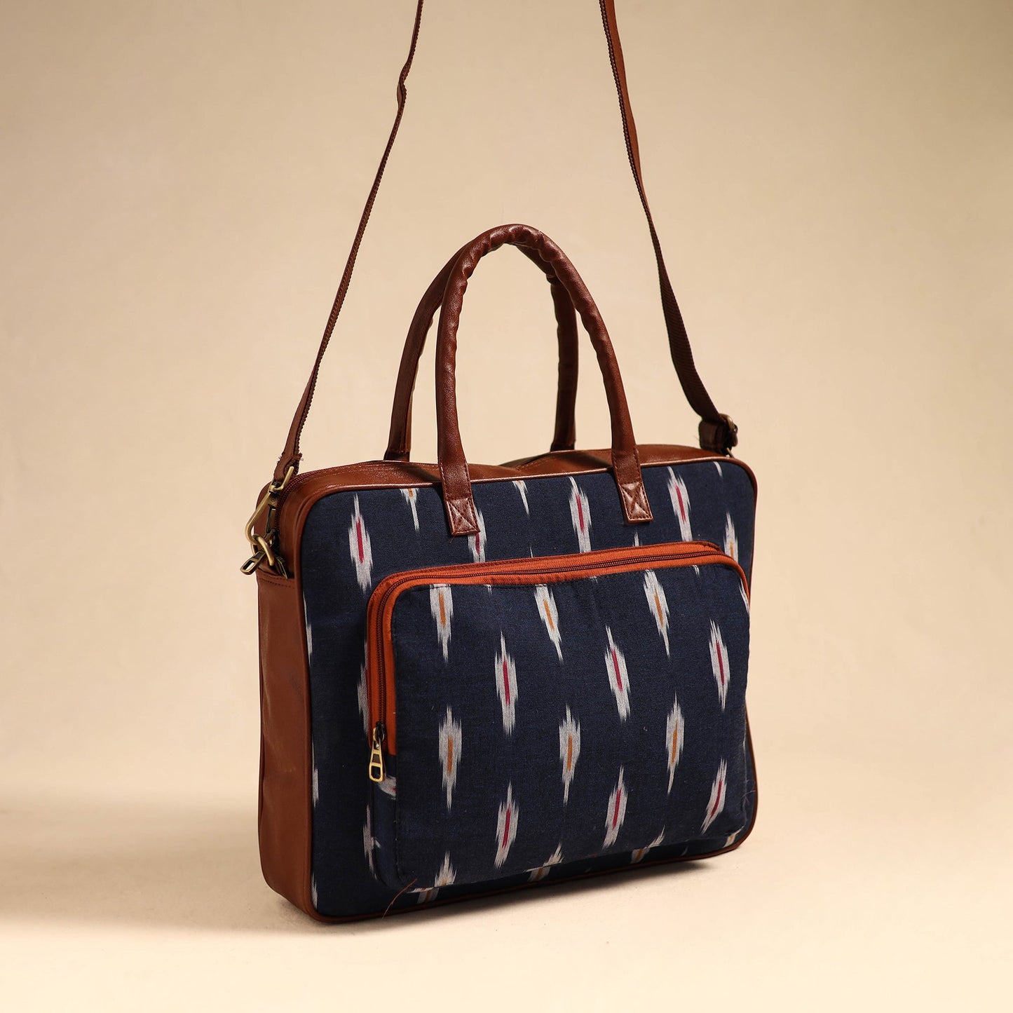 Black Handmade Pochampally Ikat Laptop Bag