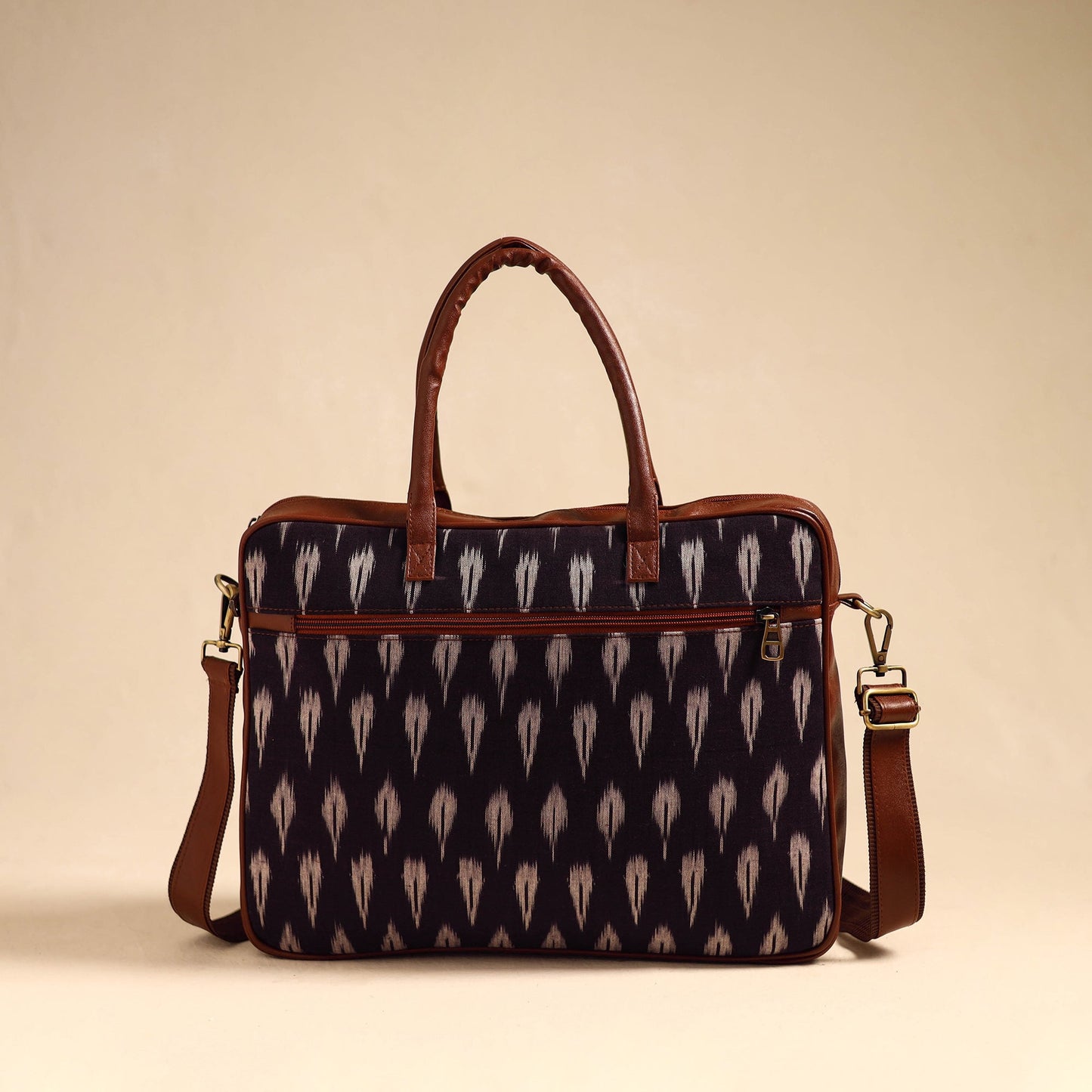 Black Handmade Pochampally Ikat Laptop Bag