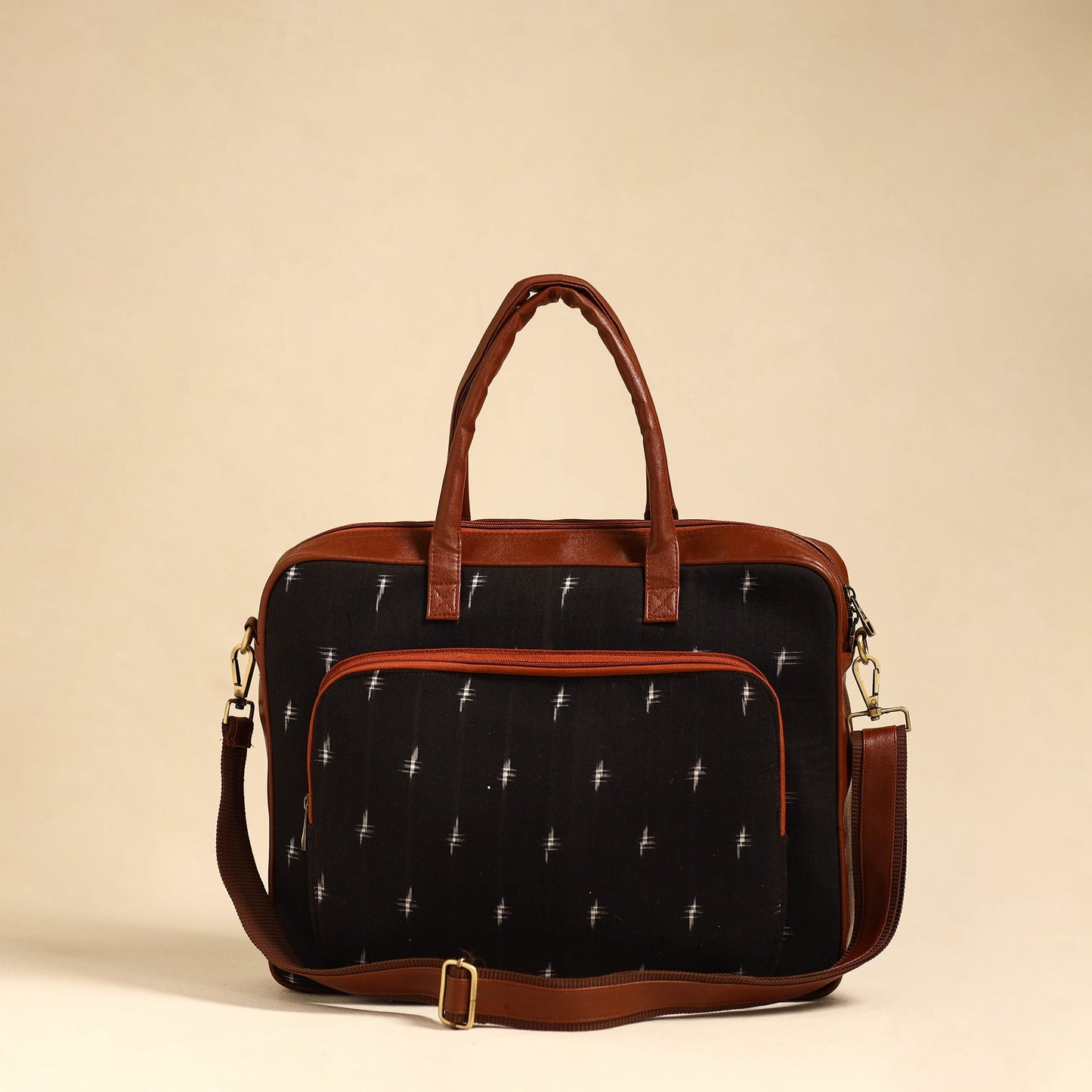 Black Handmade Pochampally Ikat Laptop Bag