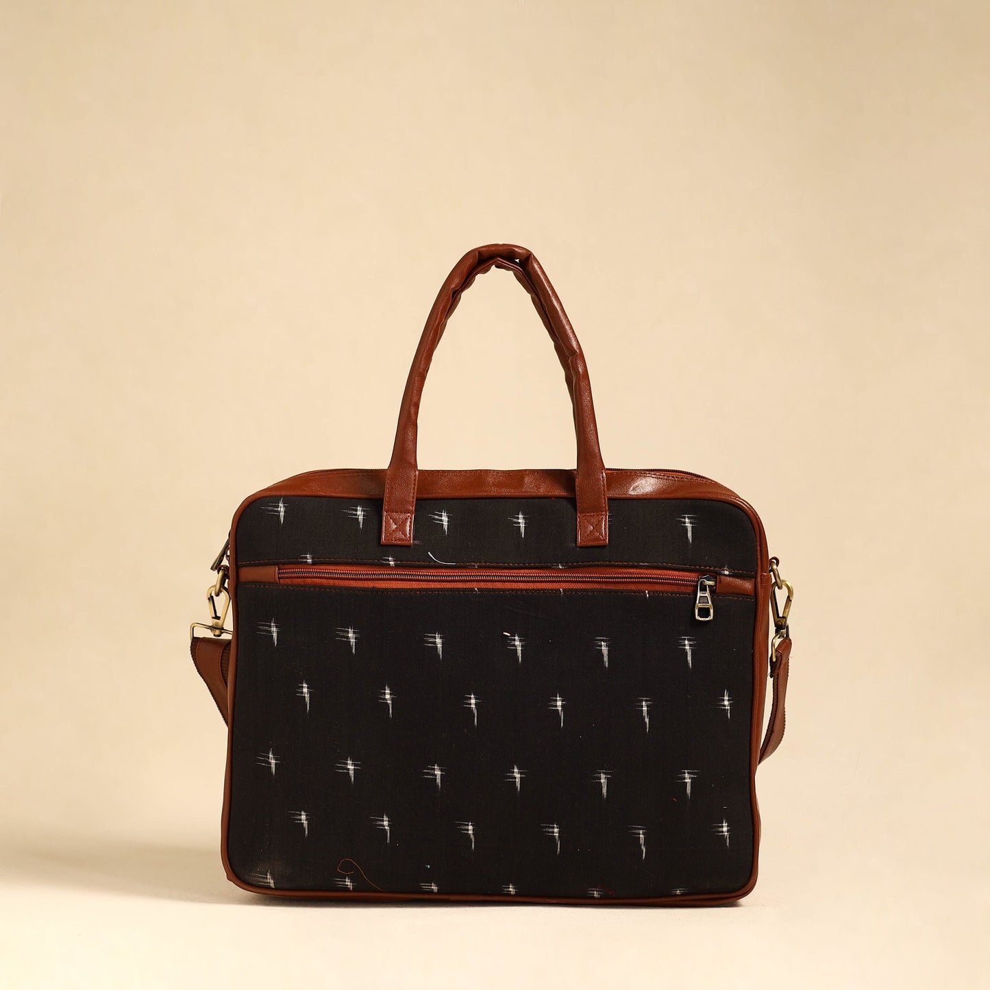 Black Handmade Pochampally Ikat Laptop Bag