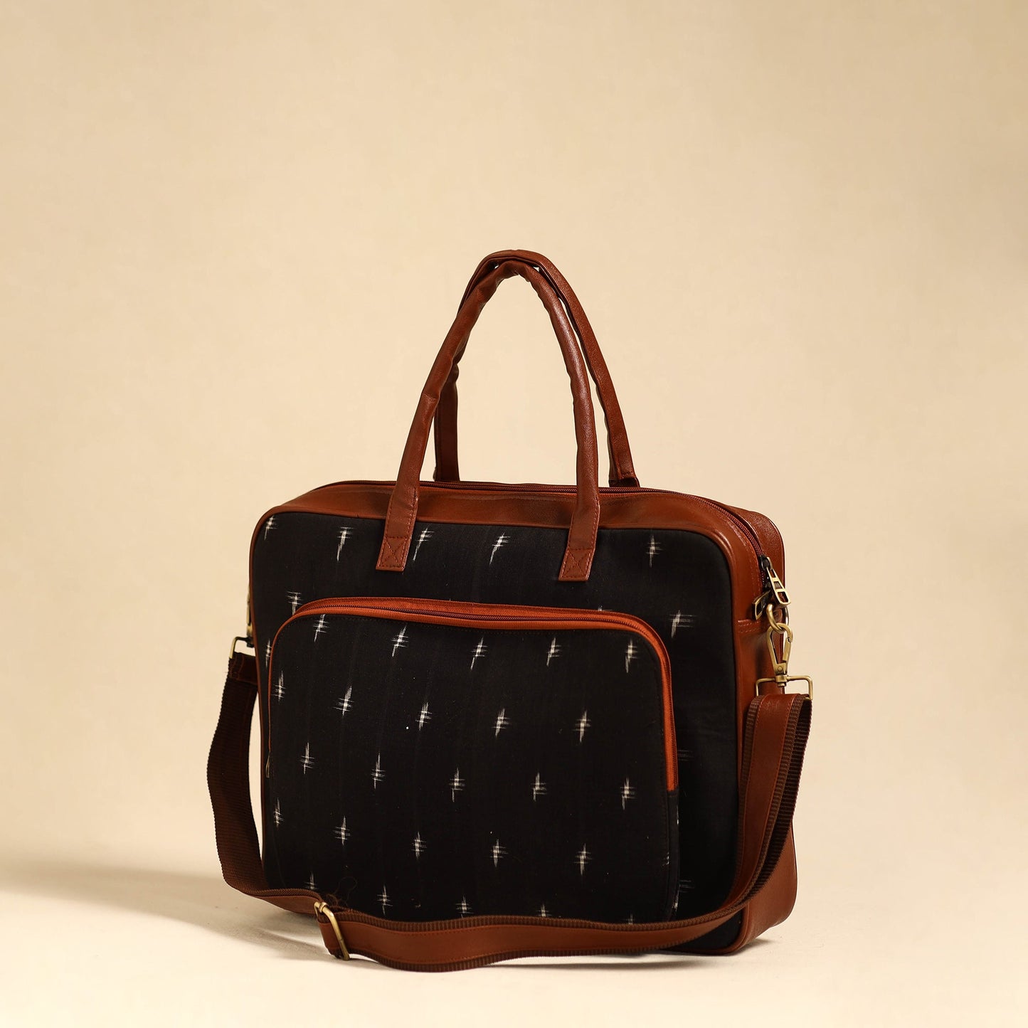 Black Handmade Pochampally Ikat Laptop Bag