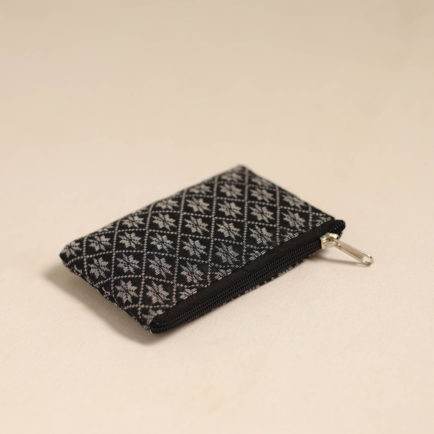 Black Handmade Quilted Cotton Coin Pouch Online in India