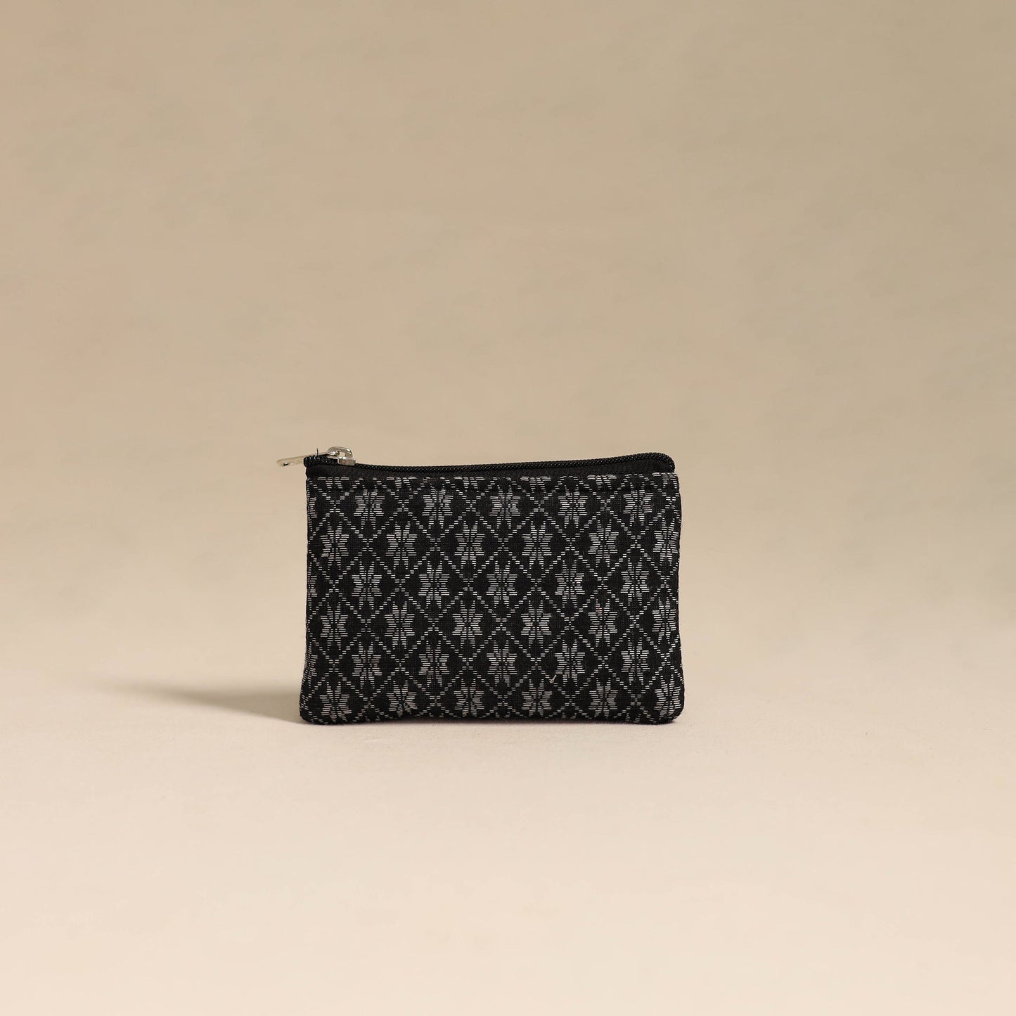 Black Handmade Quilted Cotton Coin Pouch Online in India