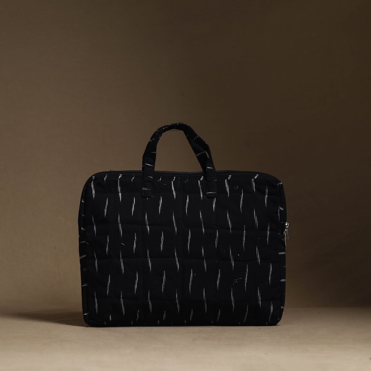 Black Handmade Quilted Cotton Laptop Bag (13 x 16 in)