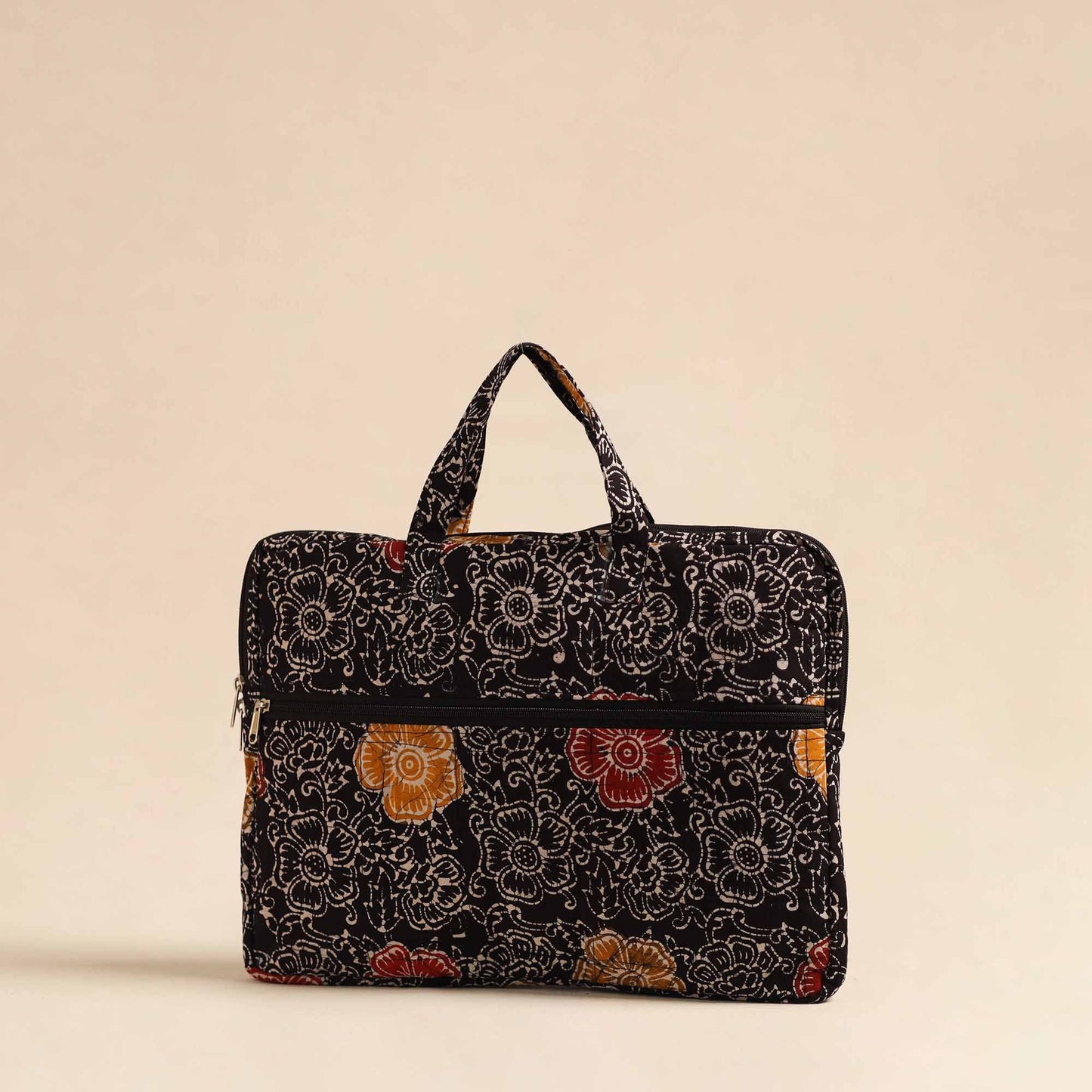 Black Handmade Quilted Cotton Laptop Bag