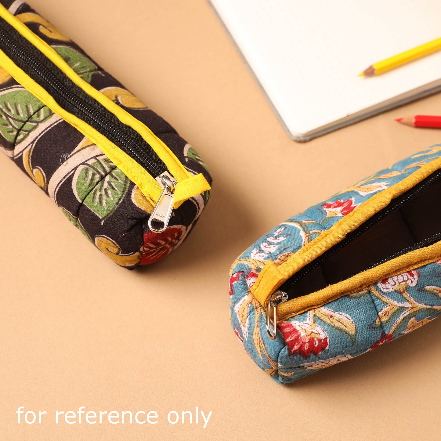 Black Handmade Quilted Cotton Pencil Pouch