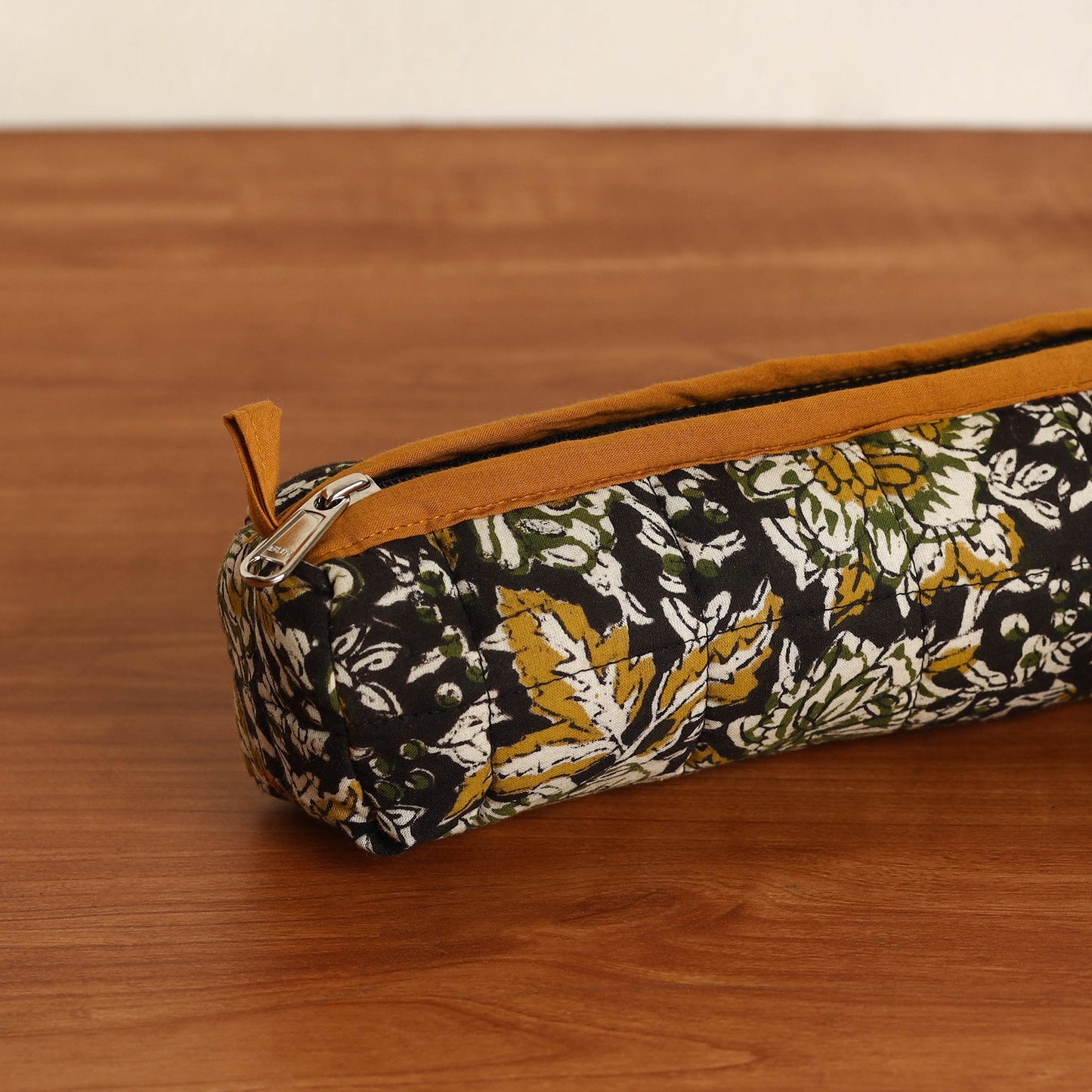Black Handmade Quilted Cotton Pencil Pouch