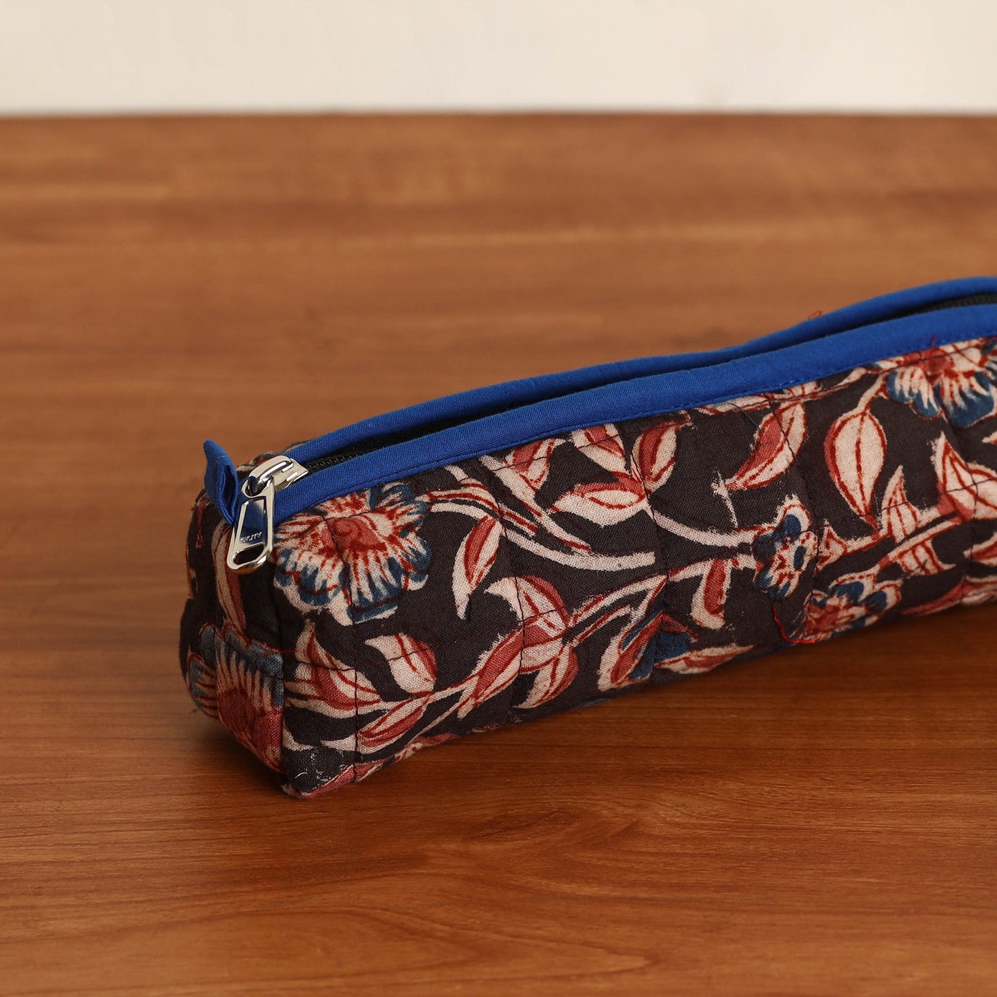 Black Handmade Quilted Cotton Pencil Pouch