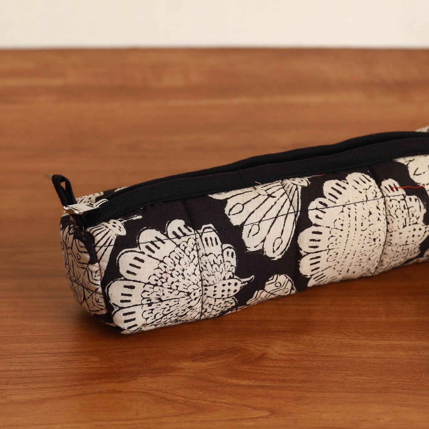 Black Handmade Quilted Cotton Pencil Pouch