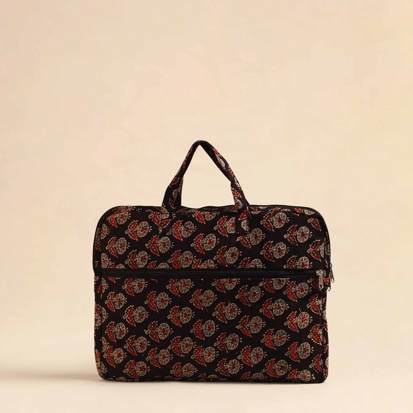 Black Handmade Quilted Cotton Laptop Bag