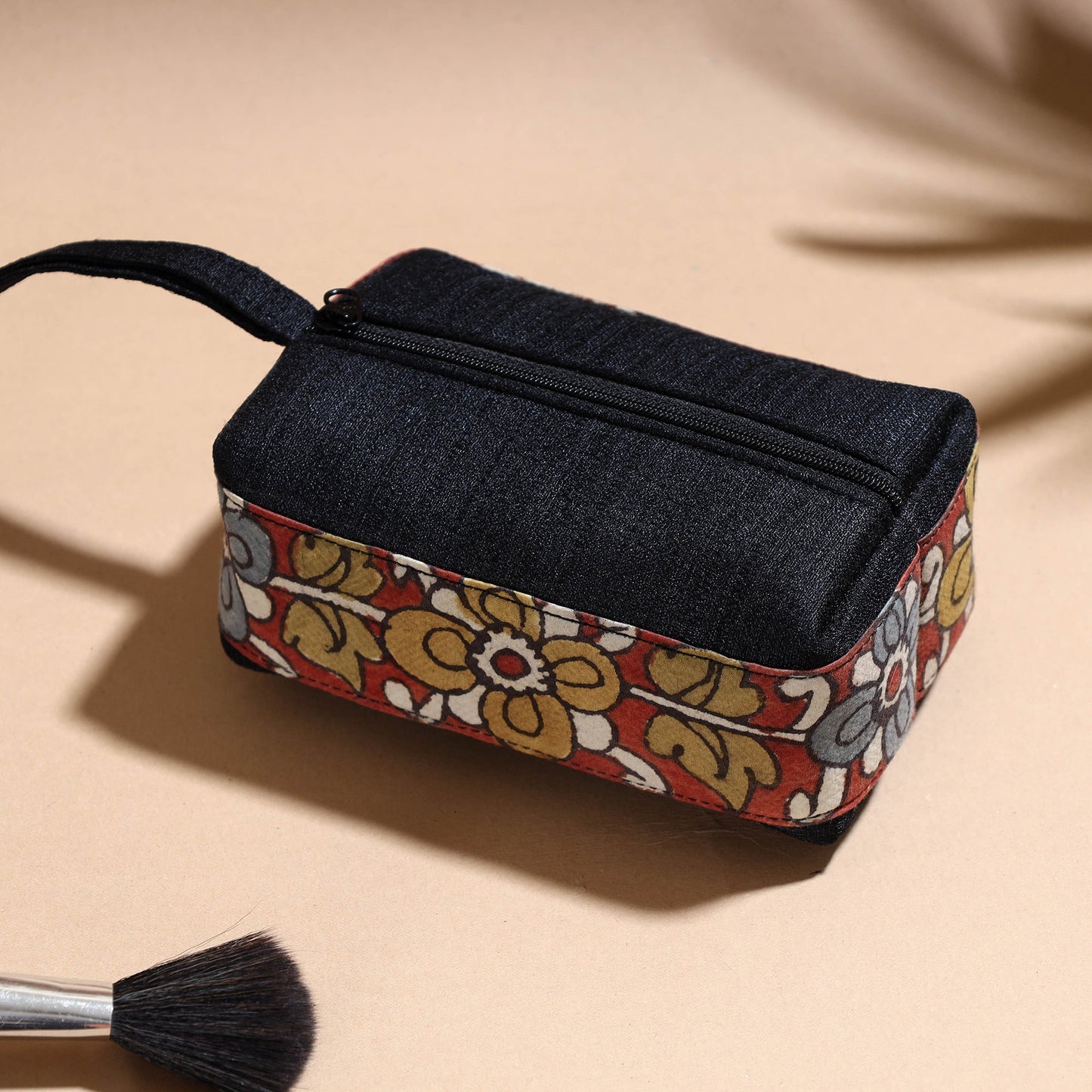 Handpainted Kalamkari Natural Dyed Ghicha Silk Multipurpose Cosmetic/Toiletry Pouch