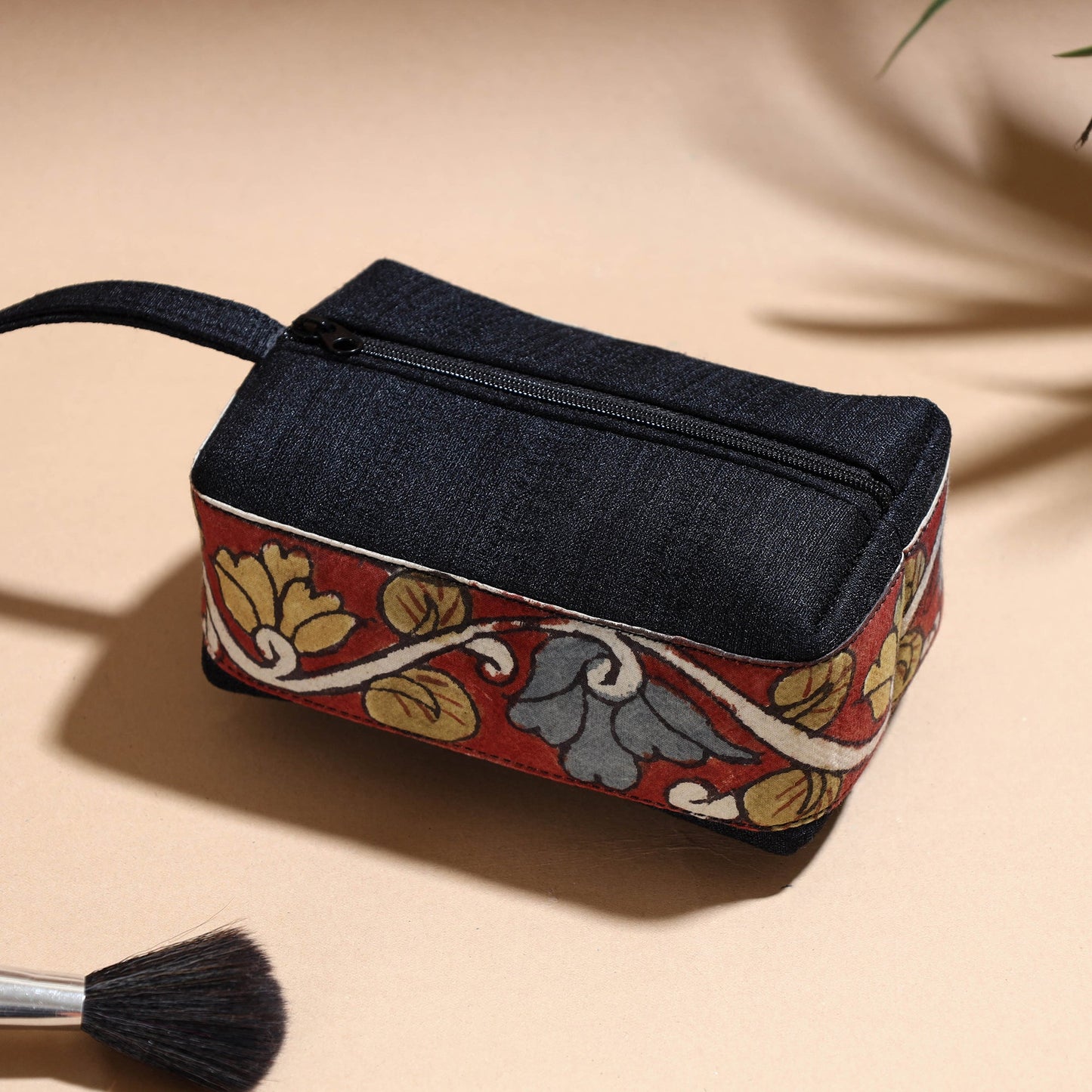Handpainted Kalamkari Natural Dyed Ghicha Silk Multipurpose Cosmetic/Toiletry Pouch