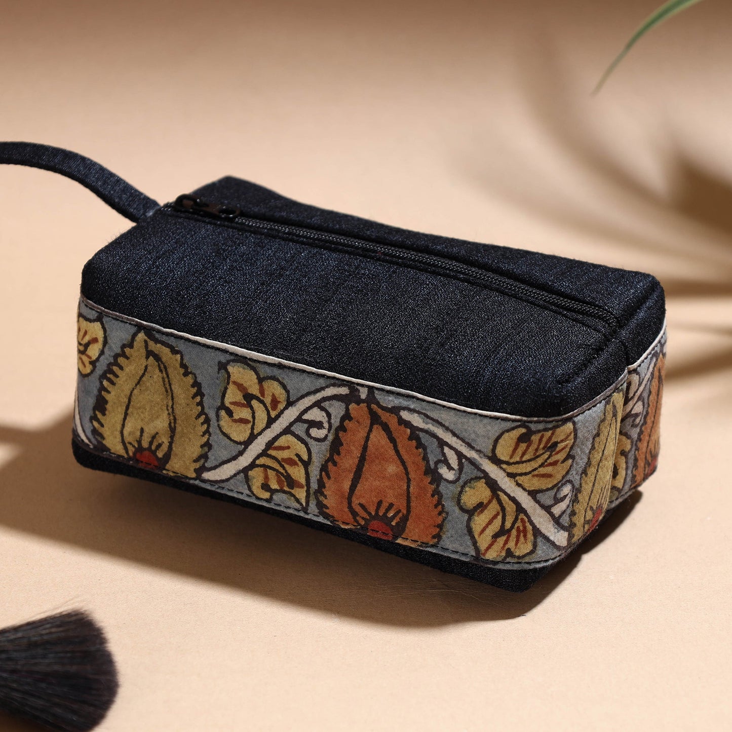 Handpainted Kalamkari Natural Dyed Ghicha Silk Multipurpose Cosmetic/Toiletry Pouch