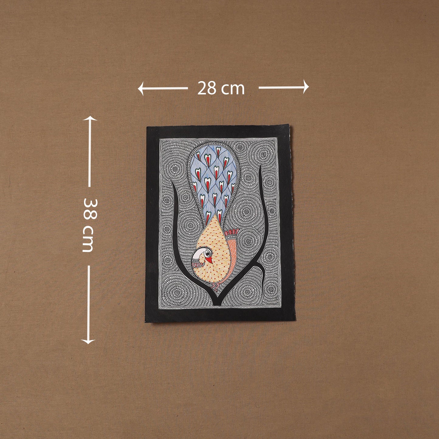 Handpainted madhubani painting by hira devi (15 x 11 in)