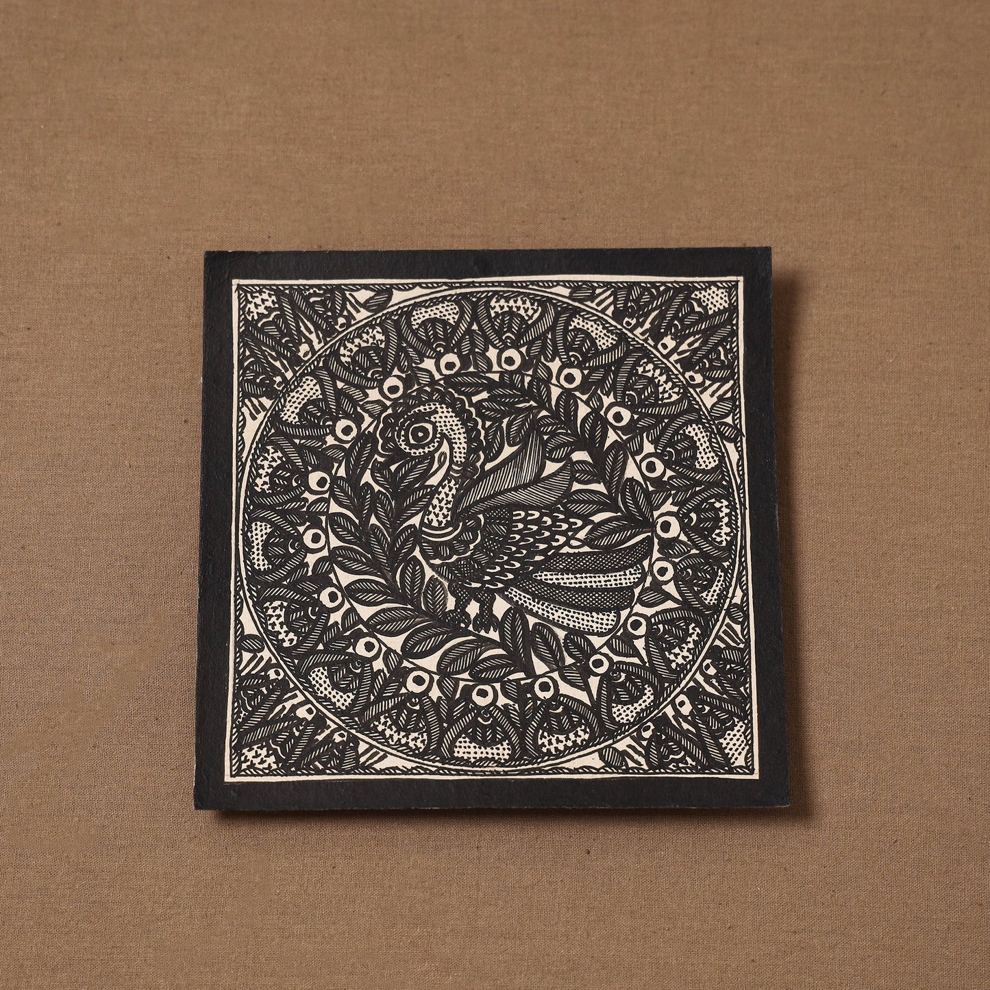 Handpainted madhubani painting by hira devi (6 x 6 in) 140