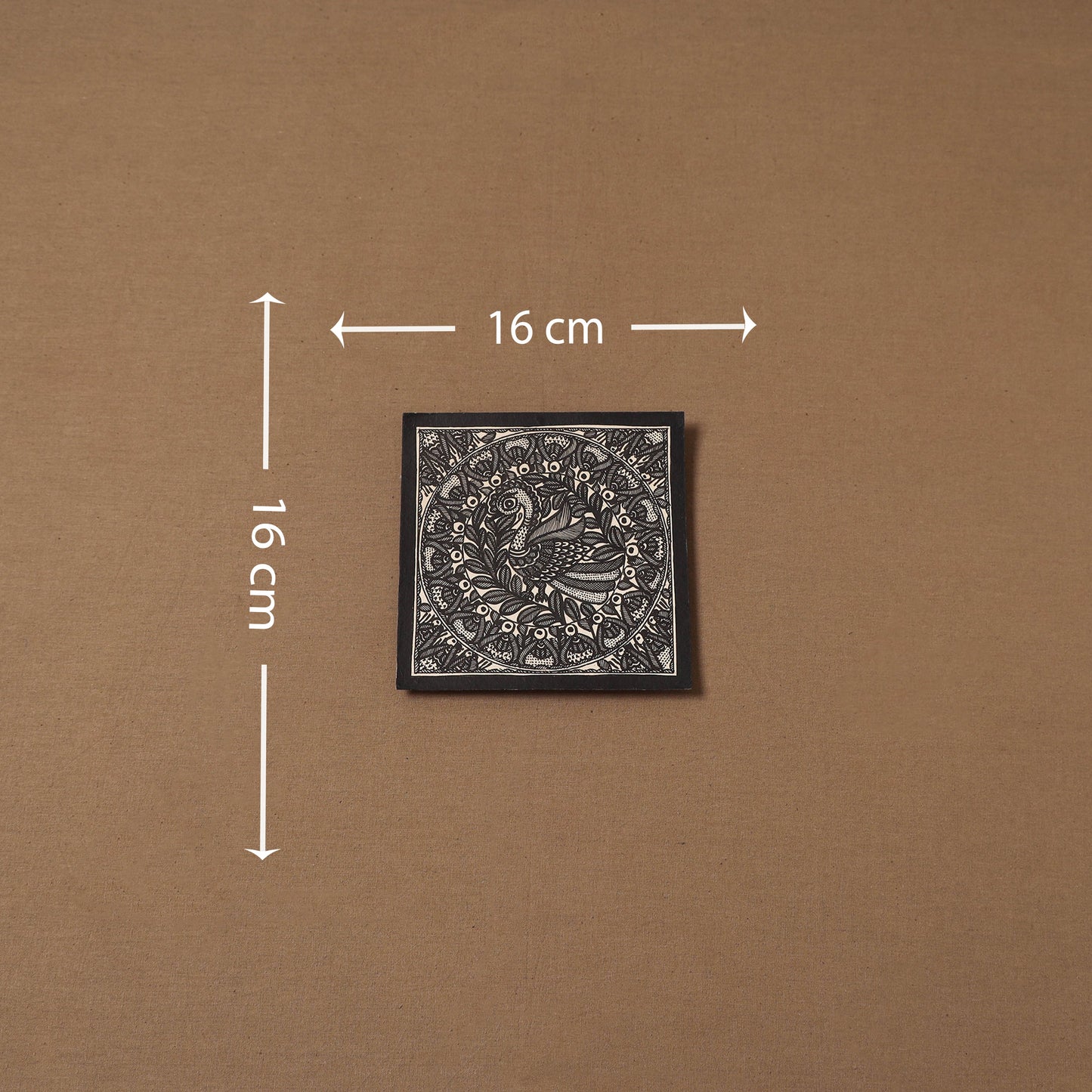 Handpainted madhubani painting by hira devi (6 x 6 in) 140