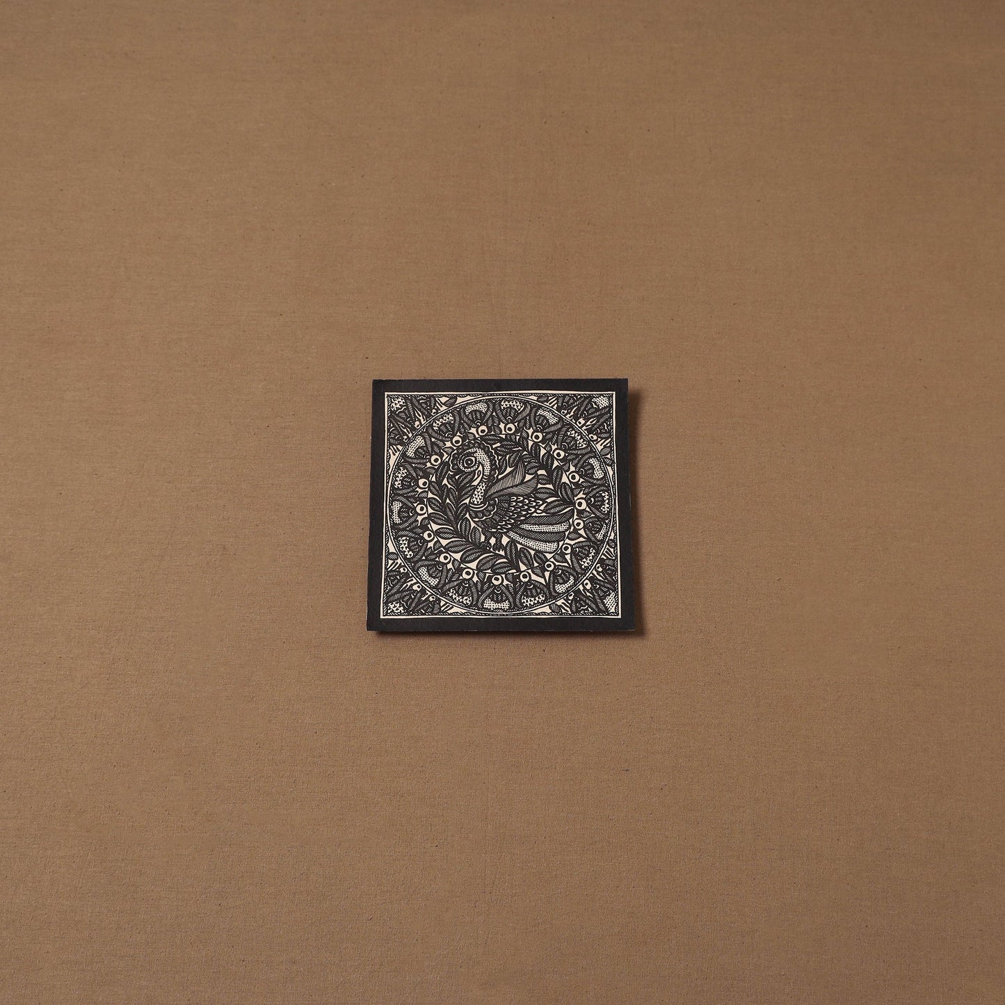 Handpainted madhubani painting by hira devi (6 x 6 in) 140