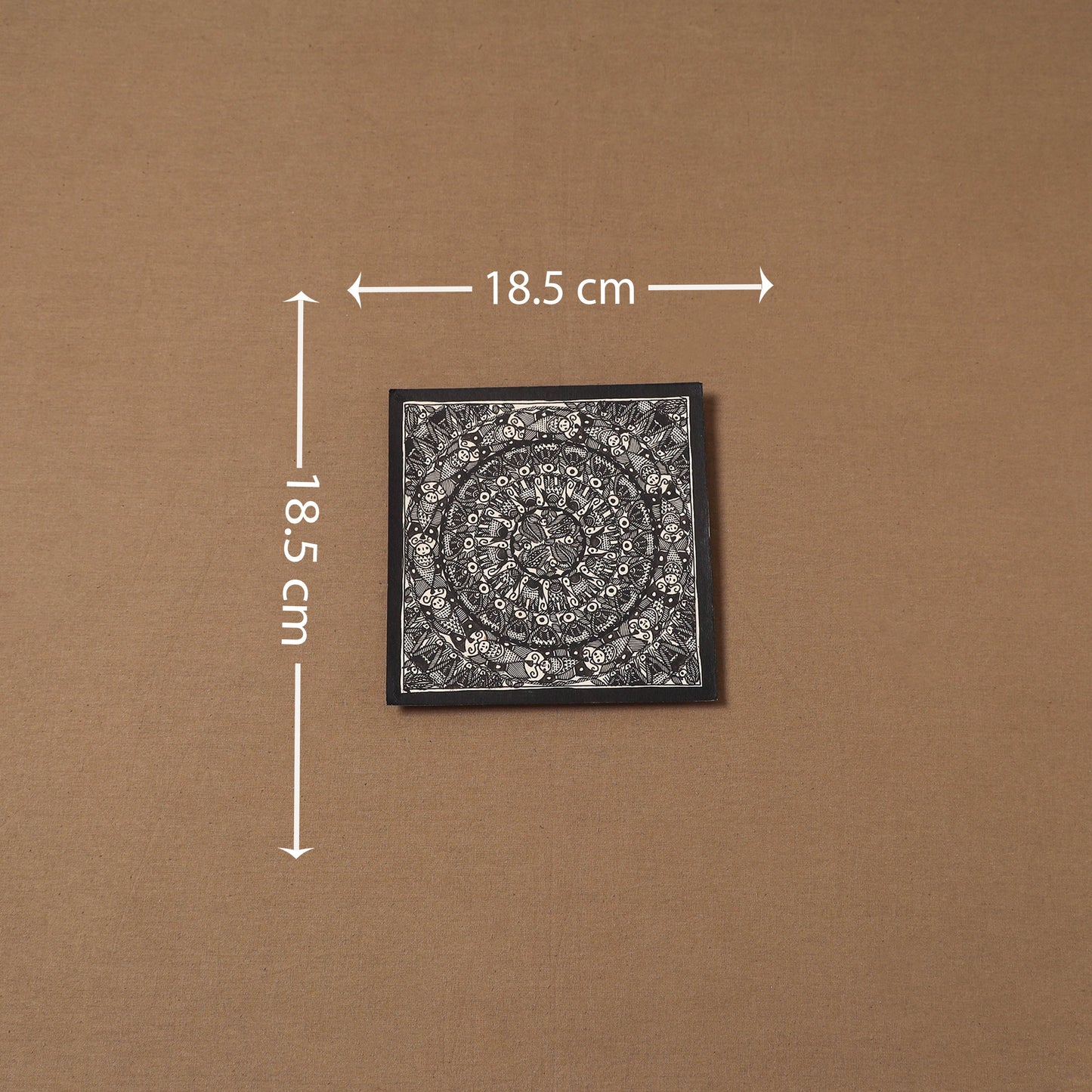 Handpainted madhubani painting by hira devi (7 x 7 in) 162