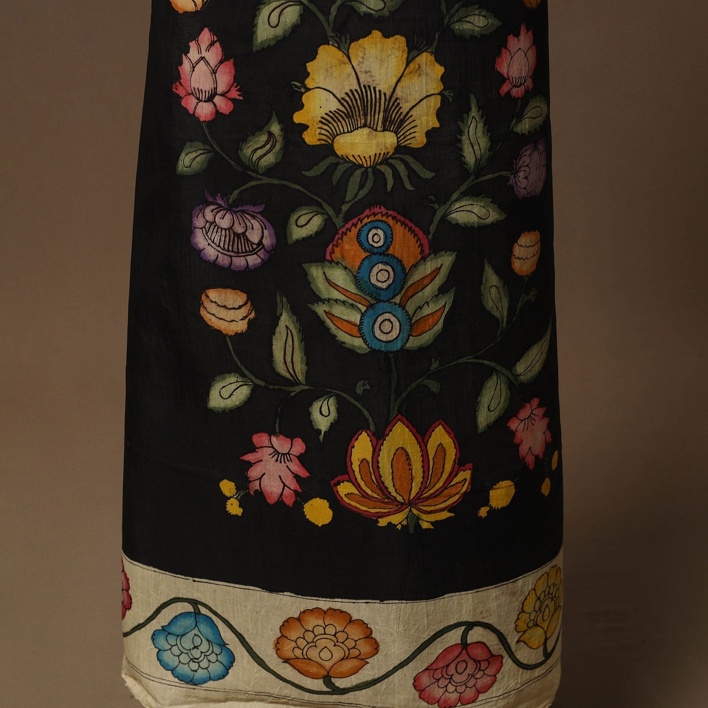 Handpainted srikalahasti bangalore silk pen kalamkari