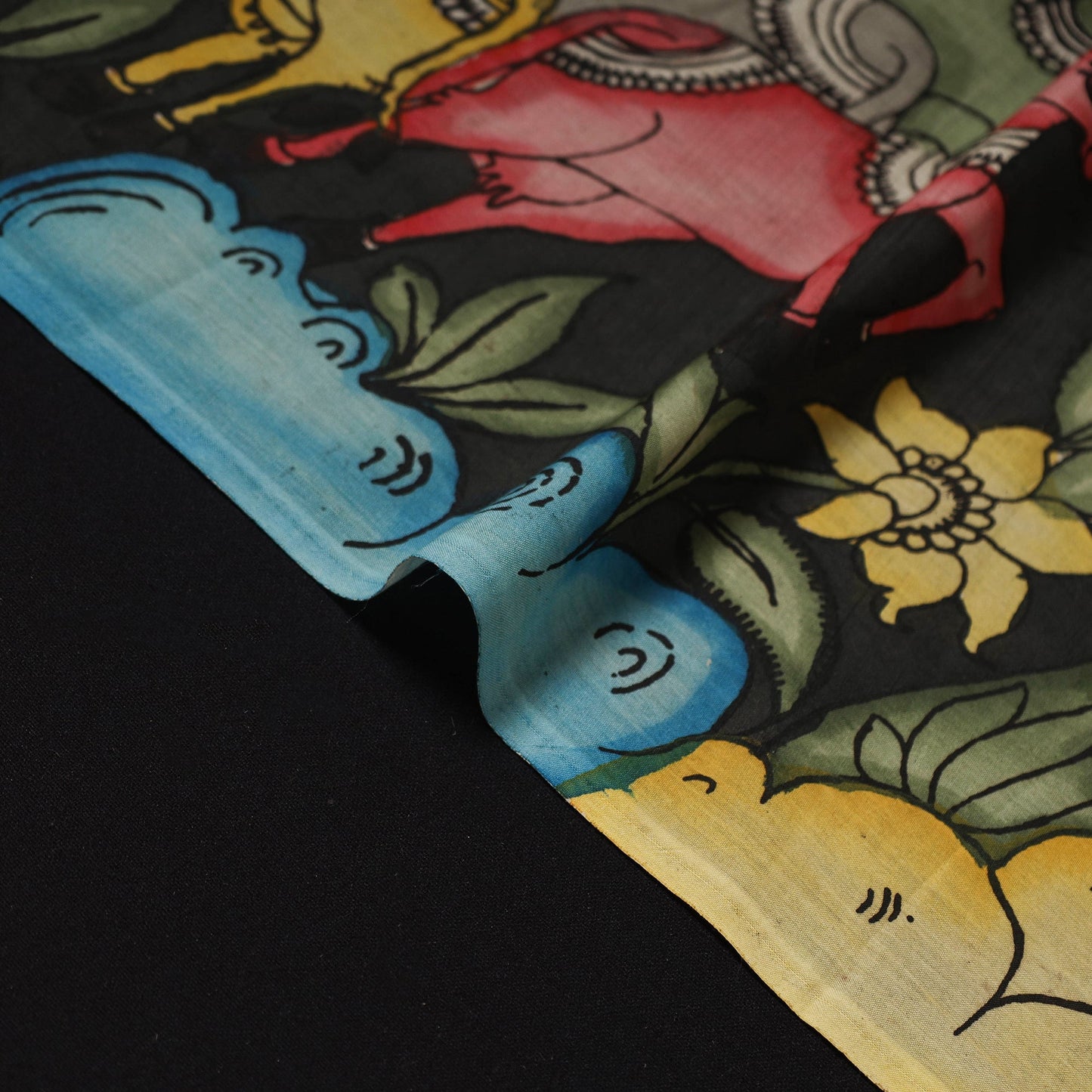 Handpainted srikalahasti silk cotton pen kalamkari fabric