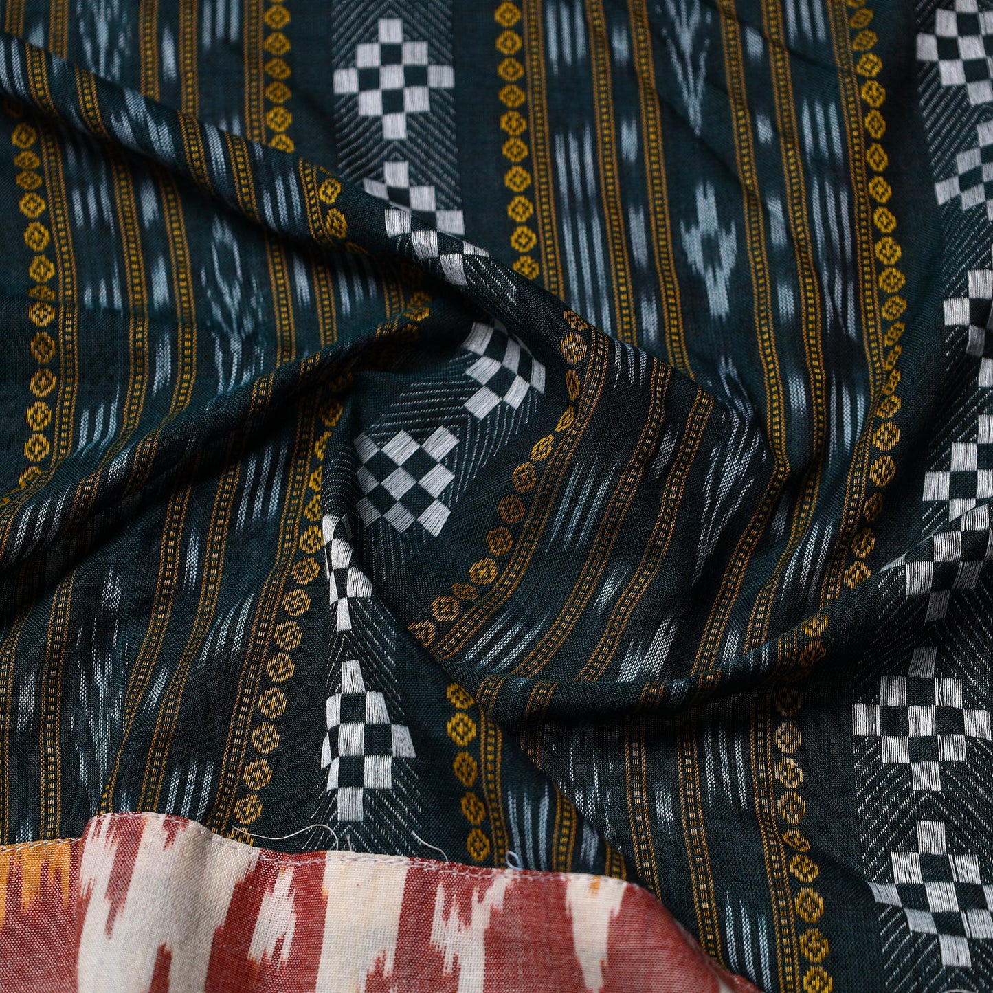 Black - ikat cotton blouse piece 18 - handcrafted