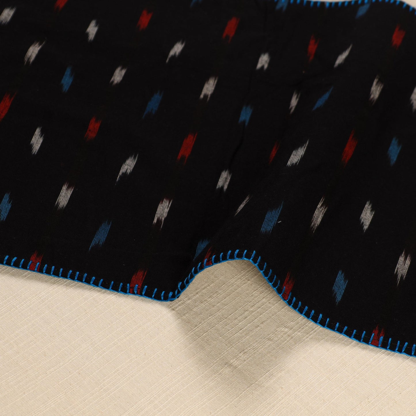 Black Ikat Cotton Hand Embroidery Table Mat (18 x 13 in) 05