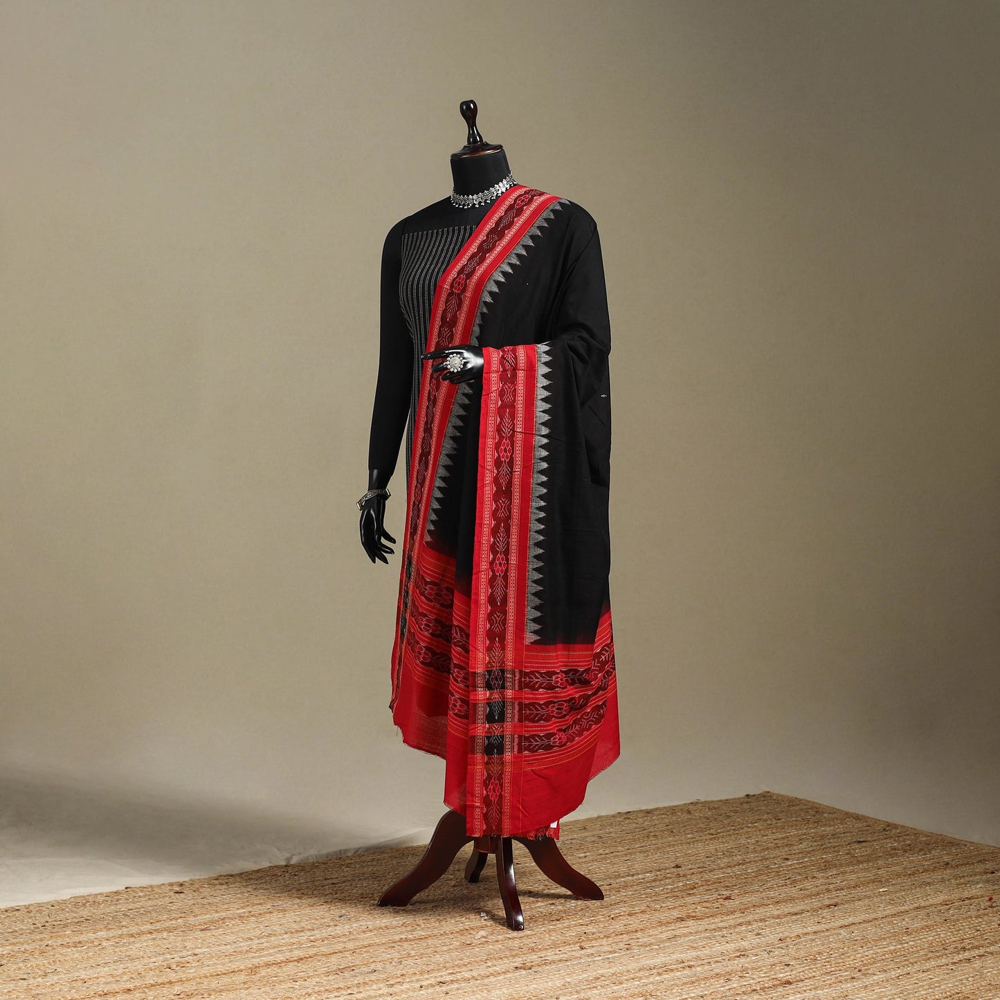 Black - ikat handloom cotton sambalpuri dupatta 24