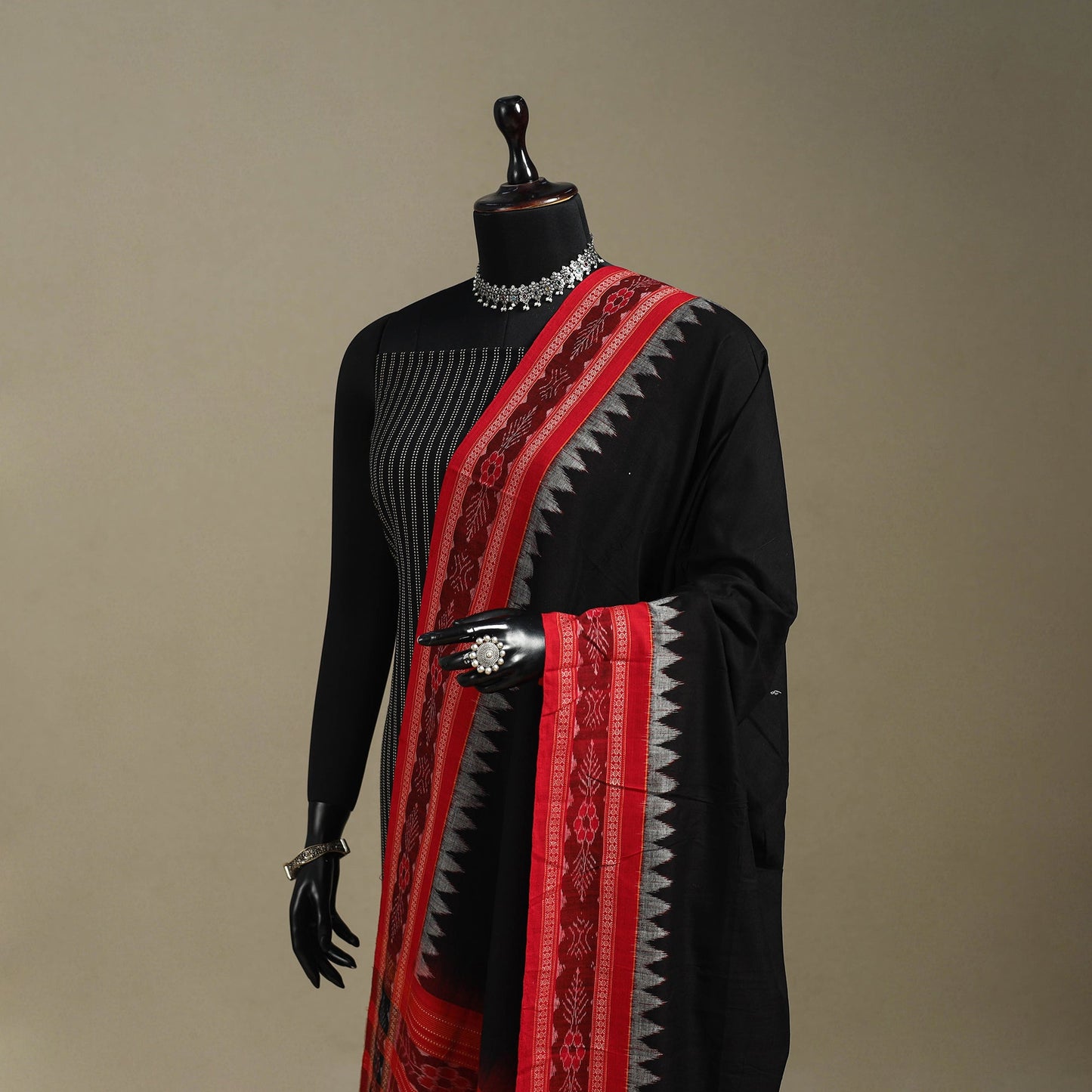 Black - ikat handloom cotton sambalpuri dupatta 24