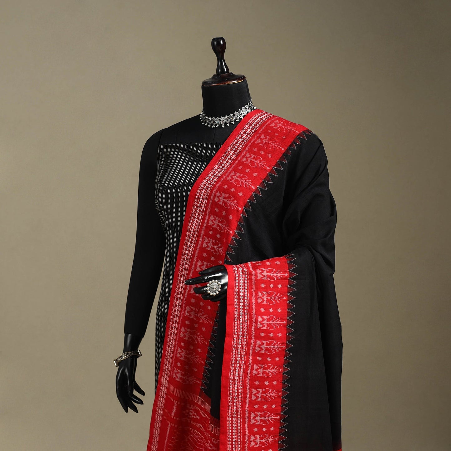 Red - ikat handloom cotton sambalpuri dupatta 44