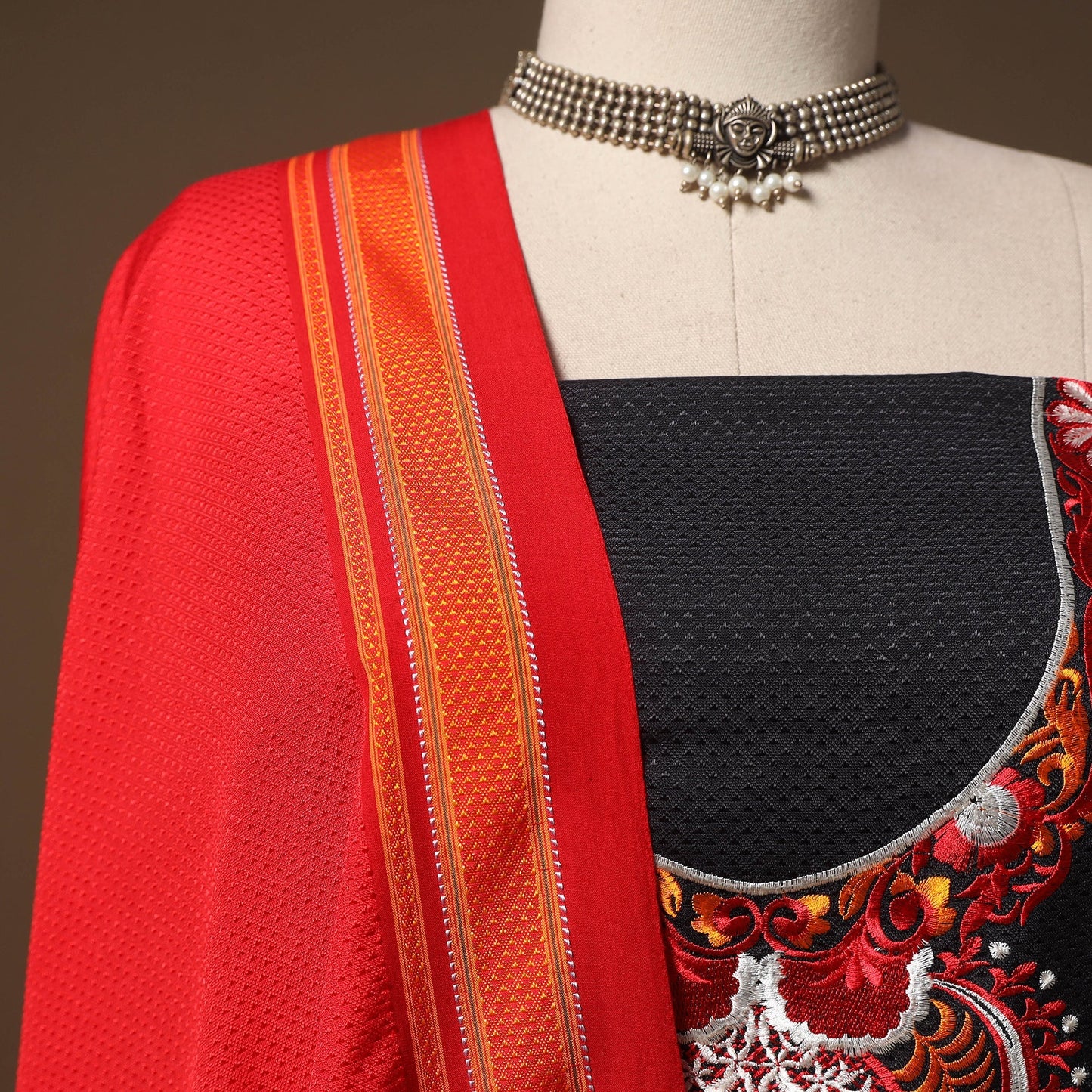 Ilkal kasuti embroidery khun silk 2pc unstitched dress