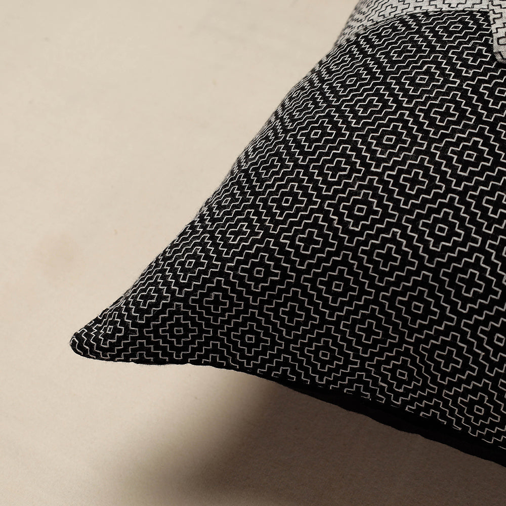Black Jacquard Cotton Fabric Cushion Cover