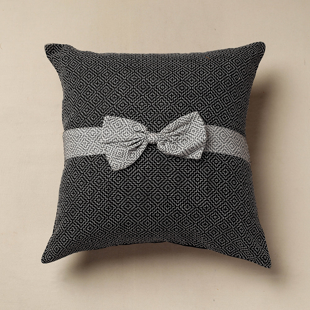 Black Jacquard Cotton Fabric Cushion Cover