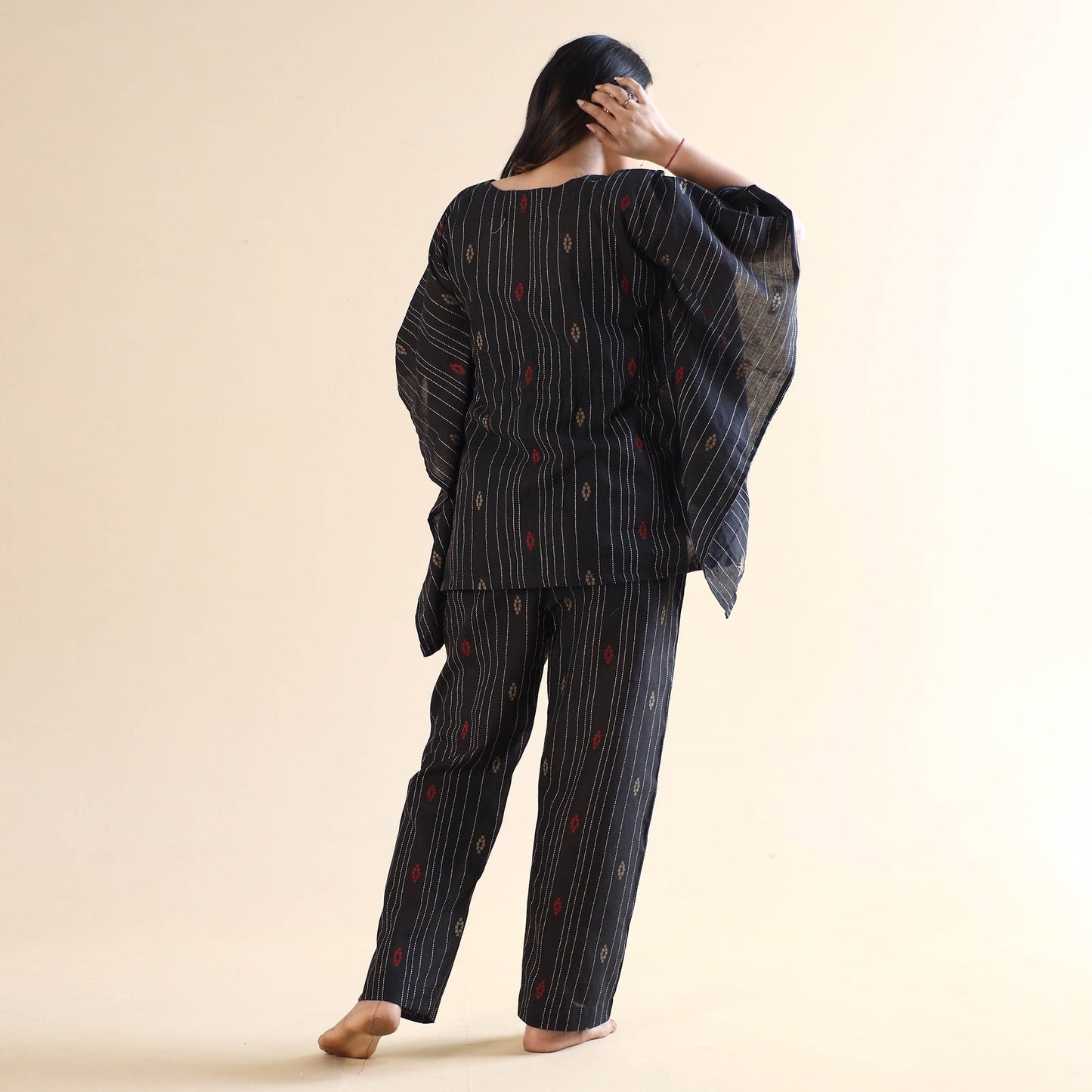 Buy Jacquard Cotton Kaftan & Pyjama Night Suit Set Online at iTokri.com