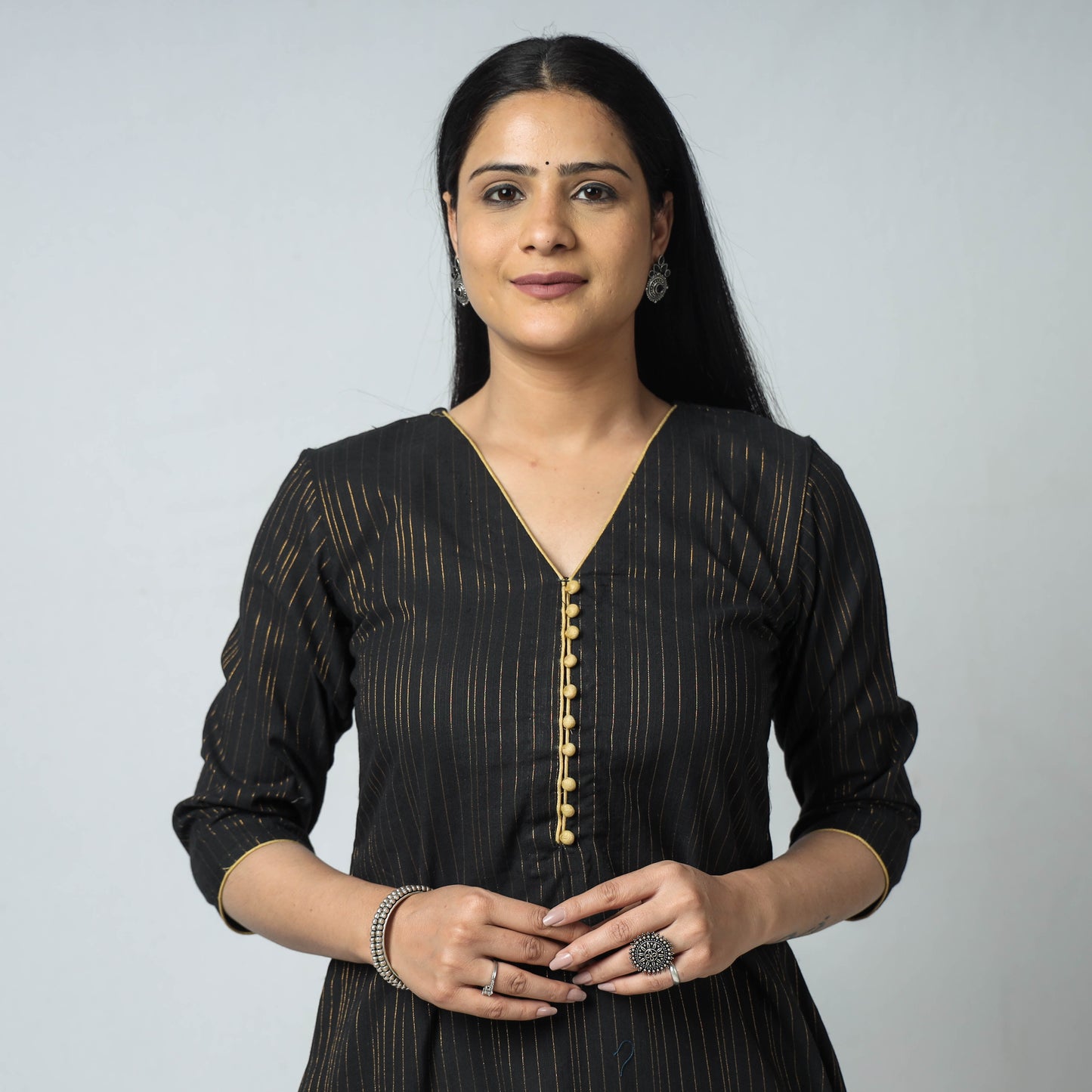 Jacquard Cotton Long Kurta for Women