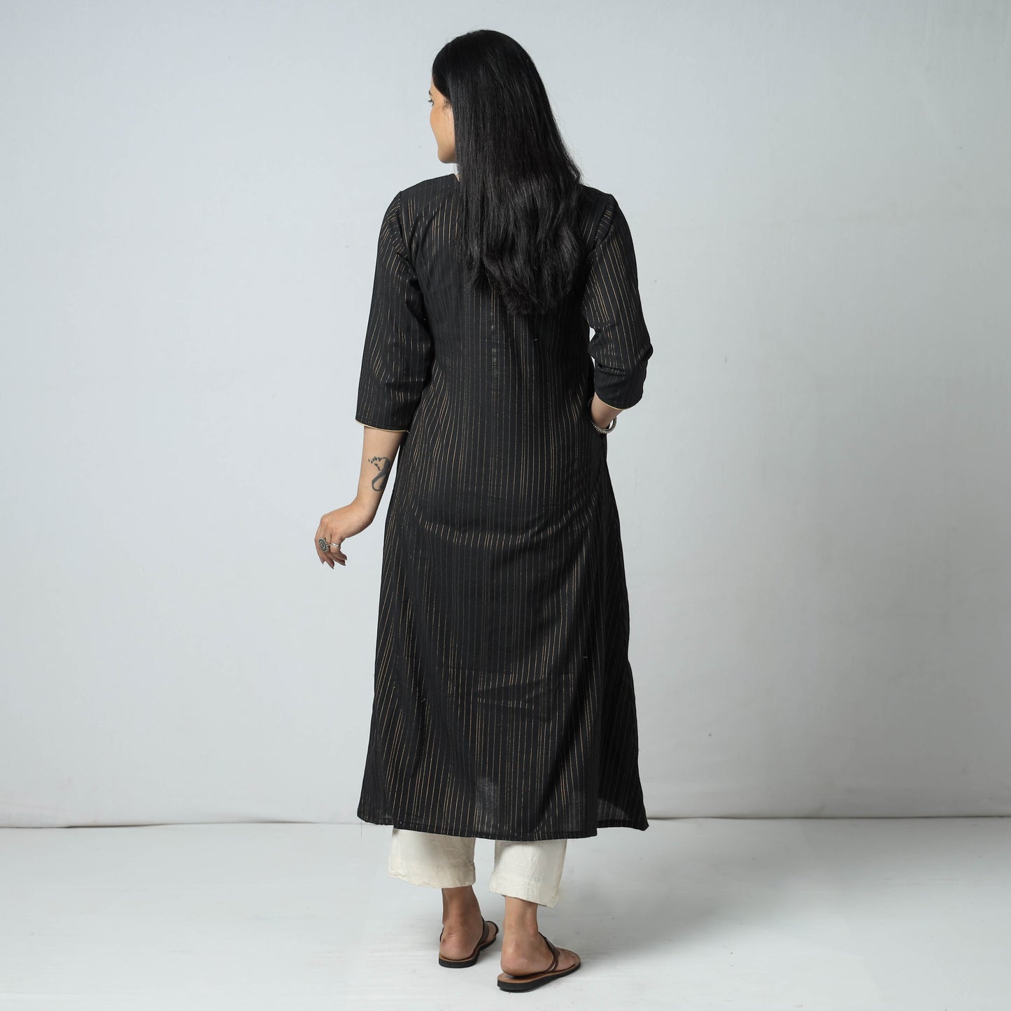 Jacquard Cotton Long Kurta for Women
