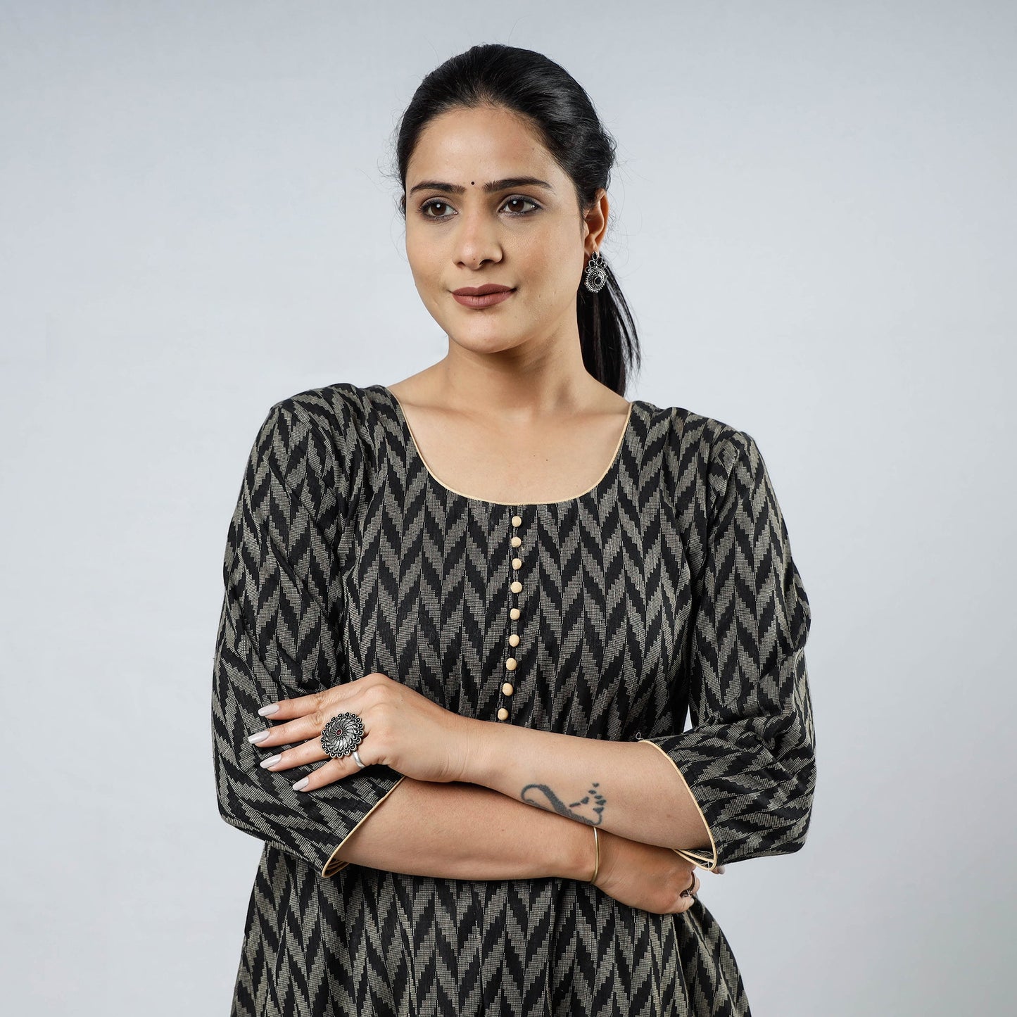 Jacquard Cotton Long Straight Kurta