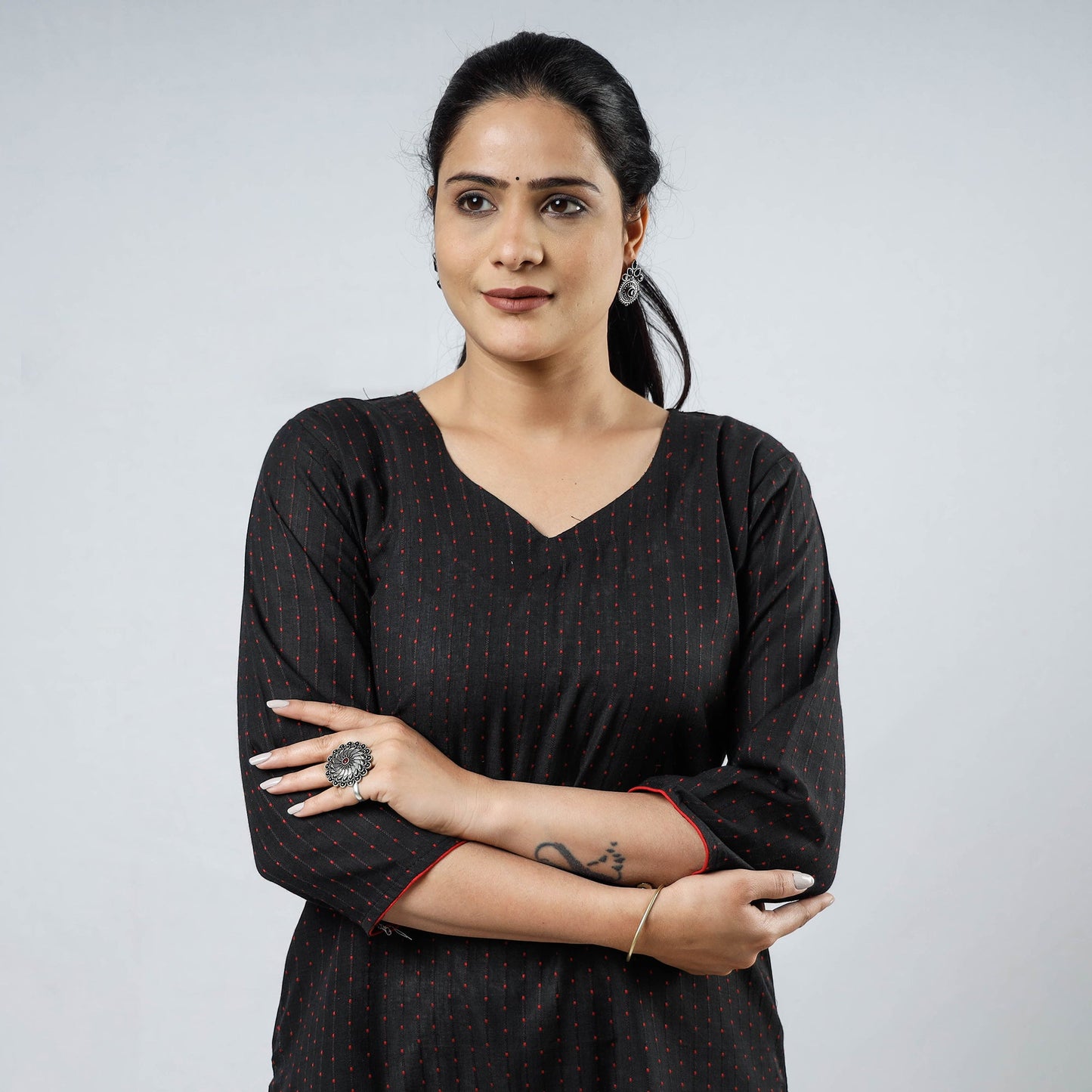 Jacquard Cotton Straight Kurta for Women