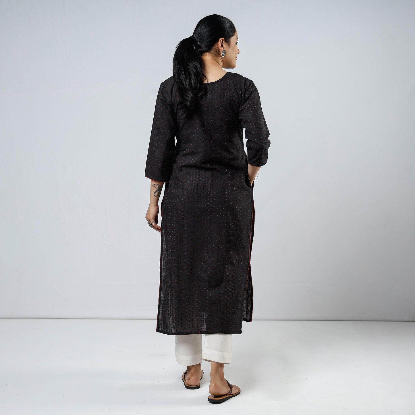 Jacquard Cotton Straight Kurta for Women