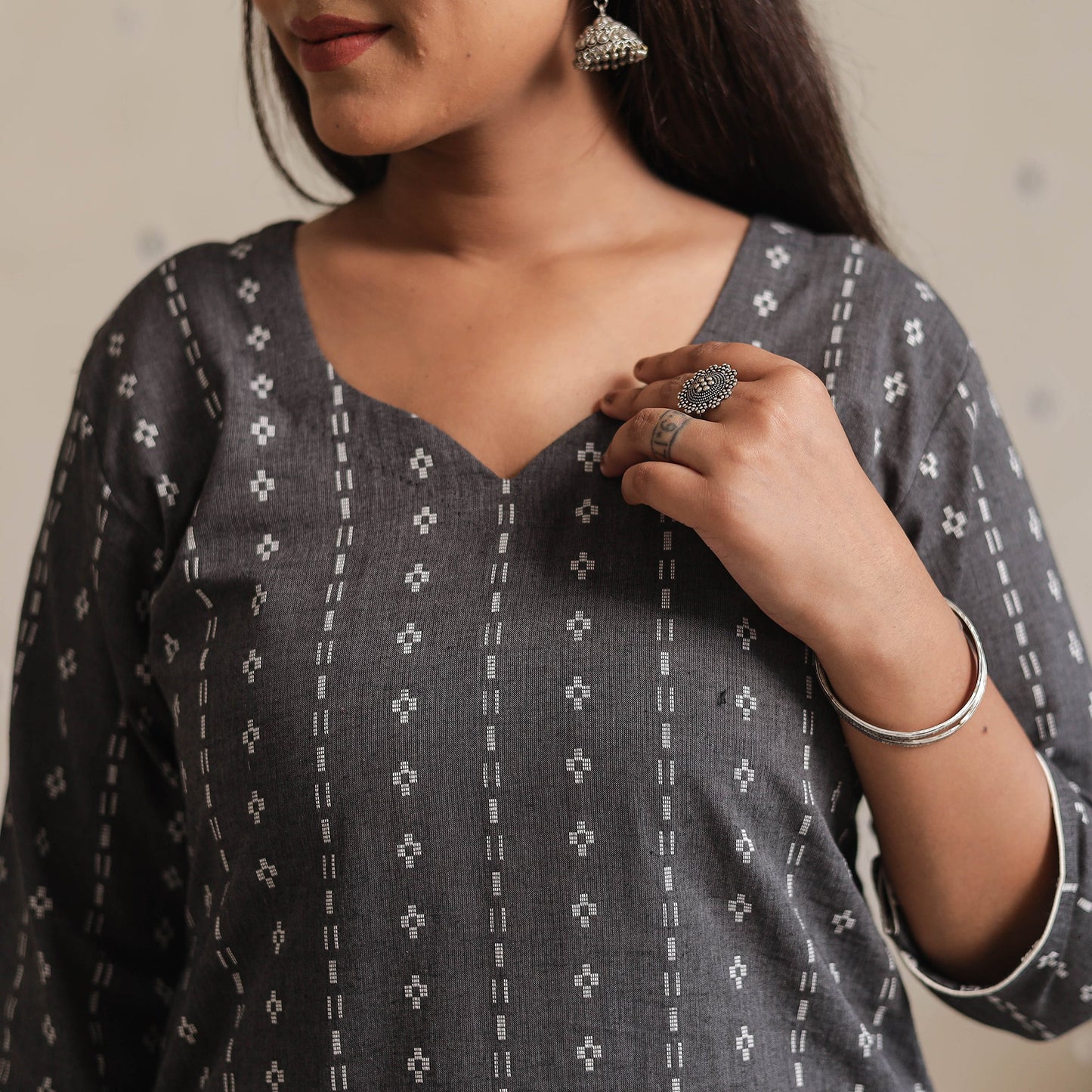 Jacquard Cotton Straight kurta for Women