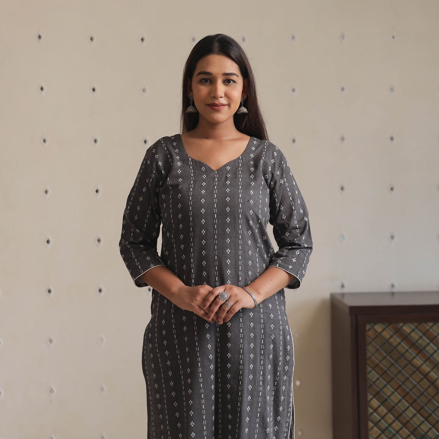 Jacquard Cotton Straight kurta for Women