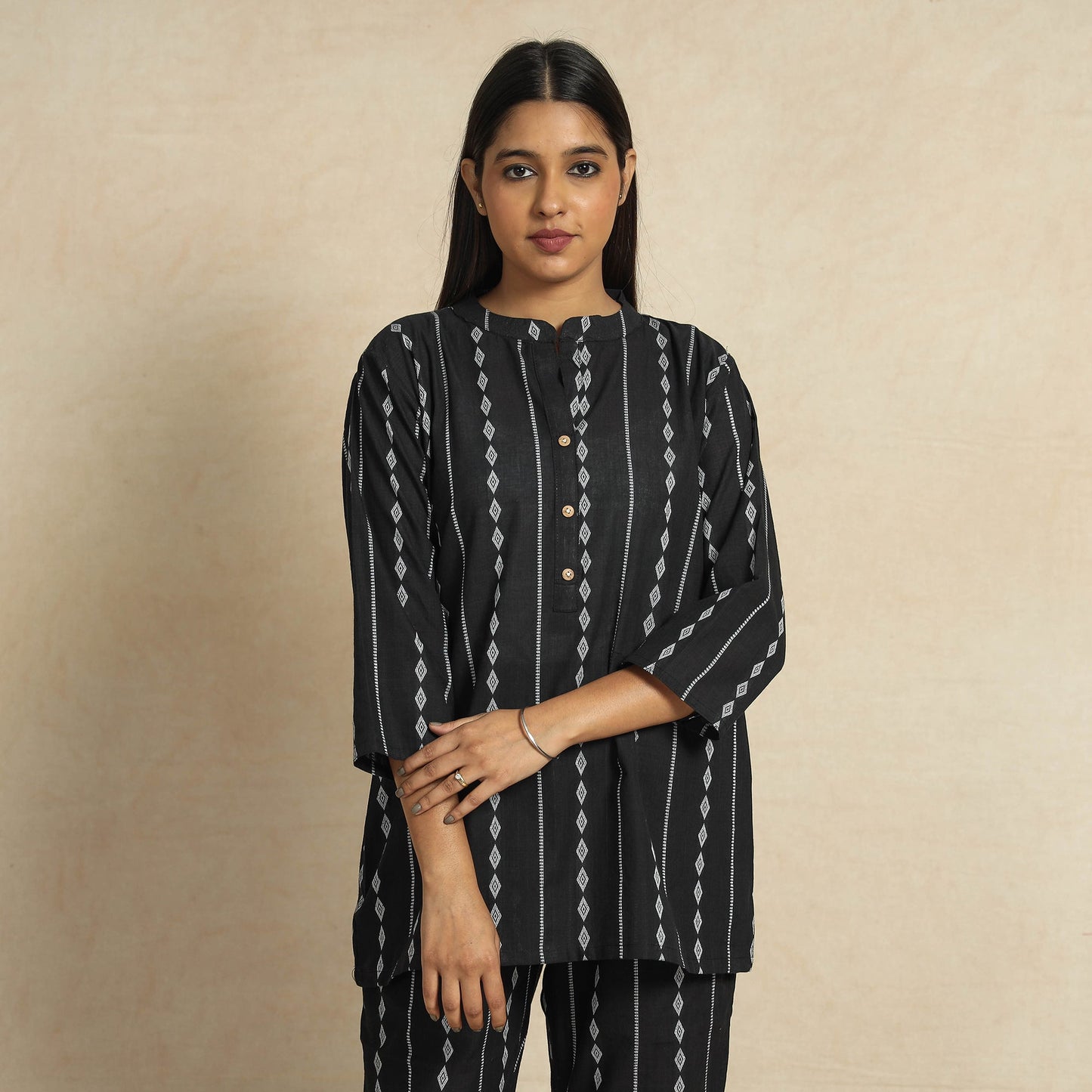 Jacquard Cotton Top & Pyjama Night Suit Set