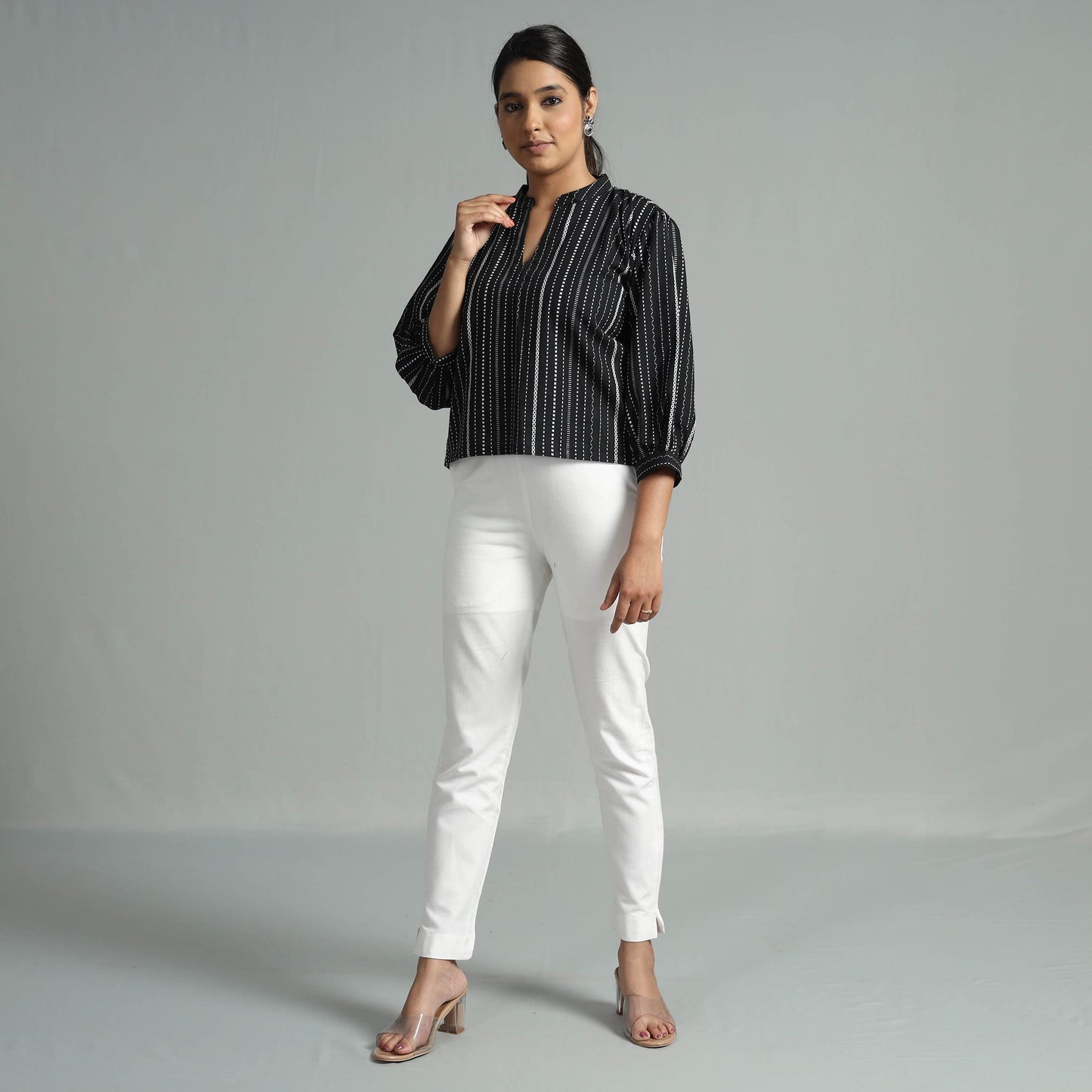 Buy Jacquard Half Sleeve Cotton Crop Top Online at iTokri.com
